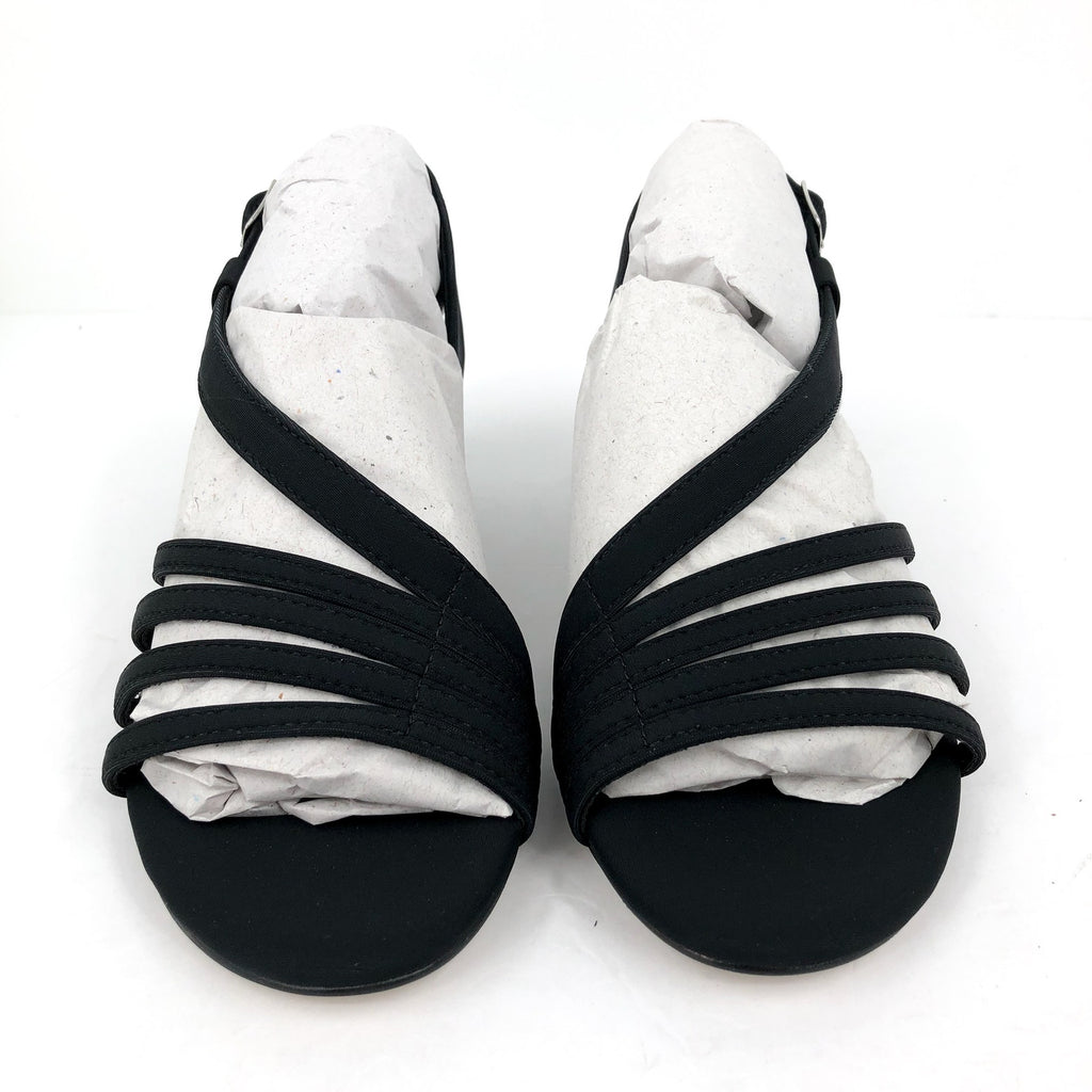 WALKING CRADLES Women's Lettie Dress Sandals Size 6 Black Heel Fabric NIB