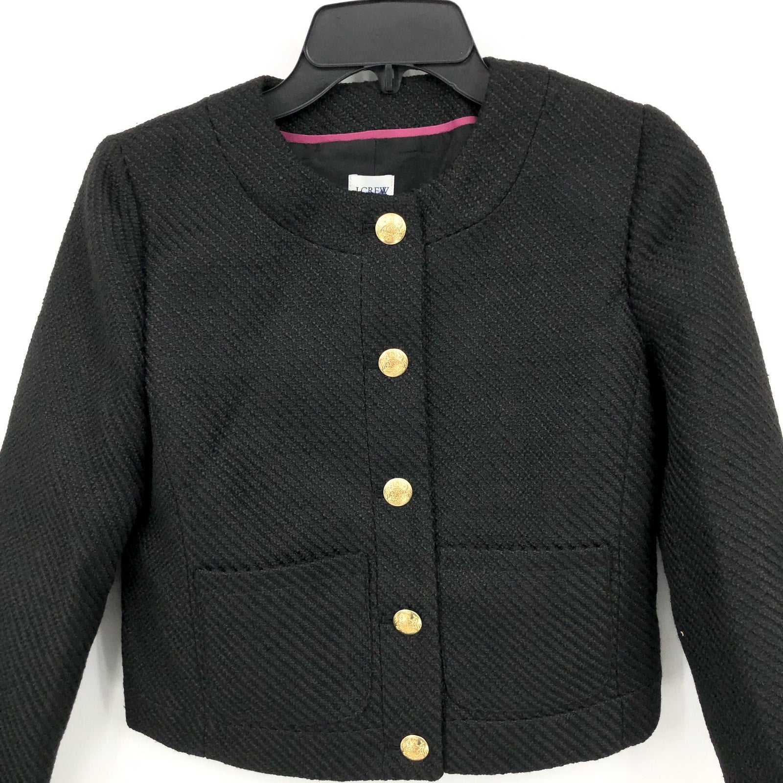 J.Crew Womens Tweed Lady Jacket 00 Petite True Black Blazer BS929 NWT