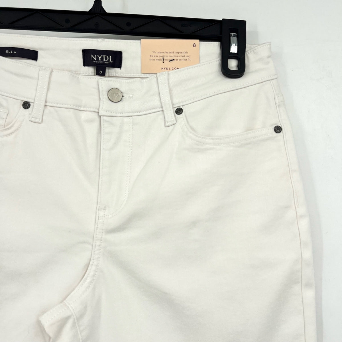 NYDJ Women's Ella Denim Shorts With Side Slits Size 8 Optic White Stretch NWT
