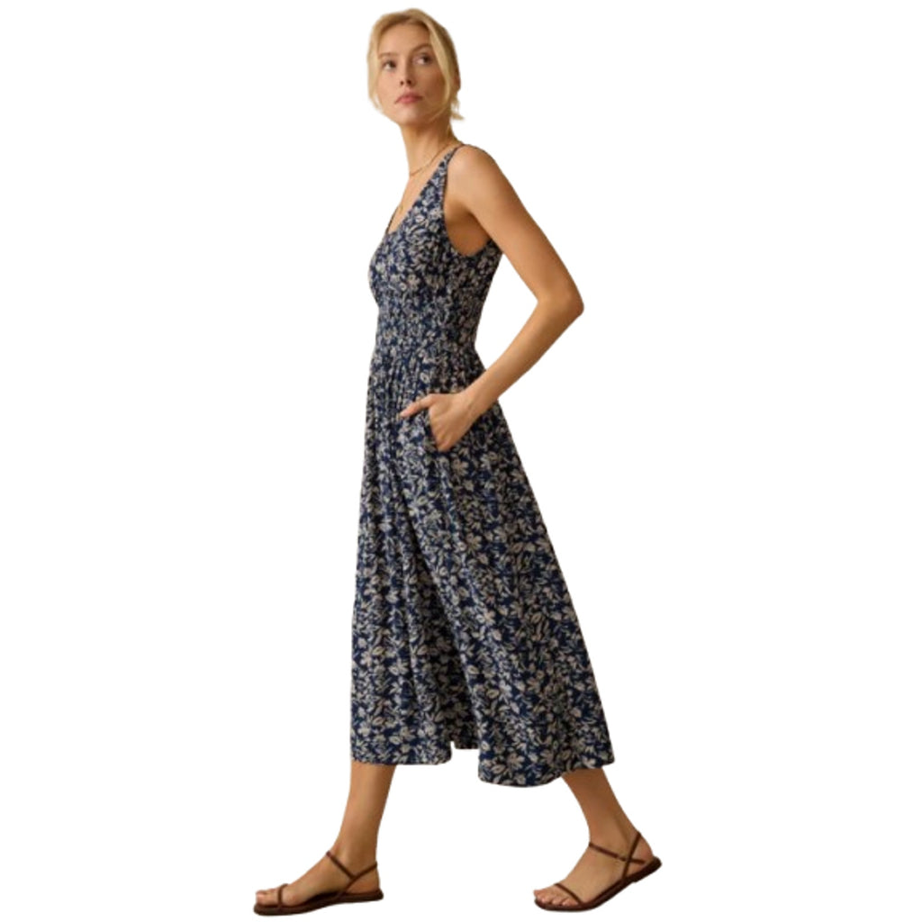 FAHERTY Women's Sunseeker Dress XL Blue White Juniper Ikat Floral Sleeveless NWT