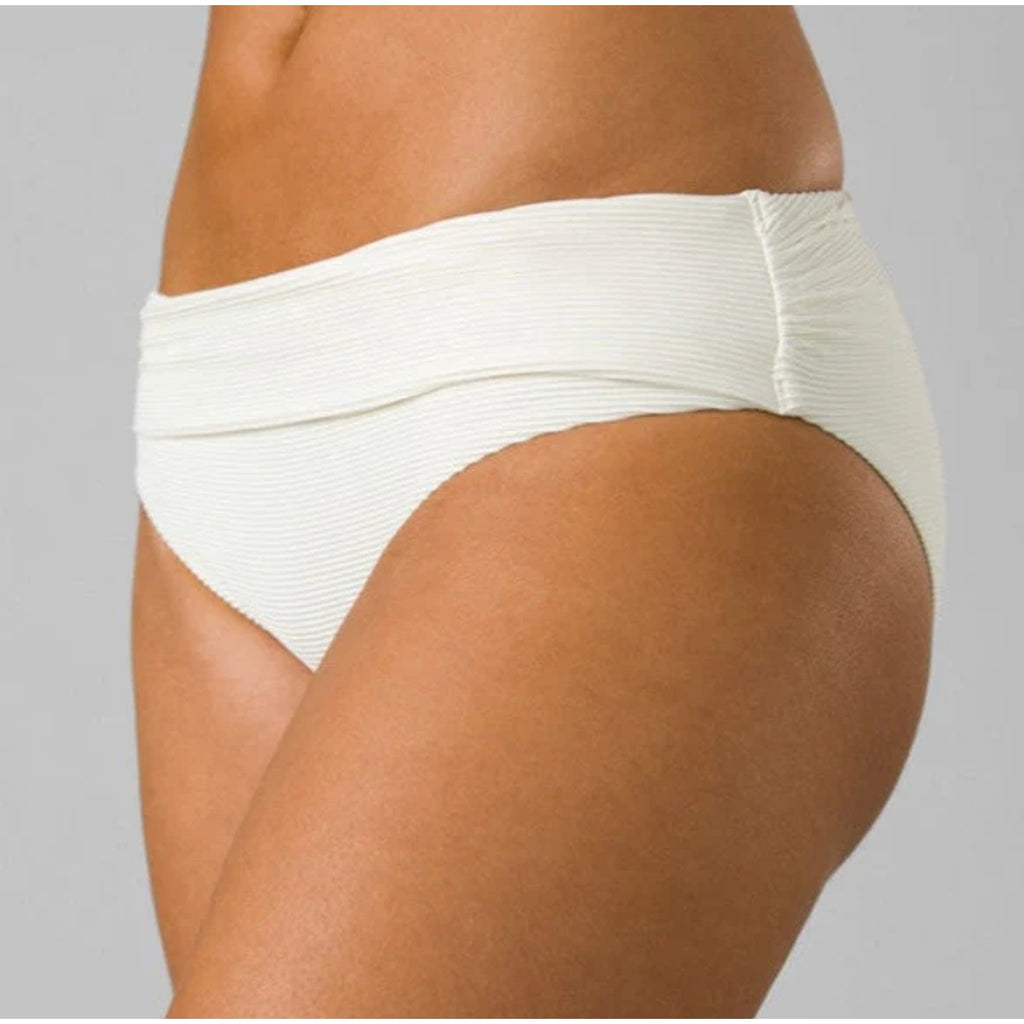 PRANA Women's Marta Bikini Bottom XS White Horchata Ottoman Ribbed Banded NWT