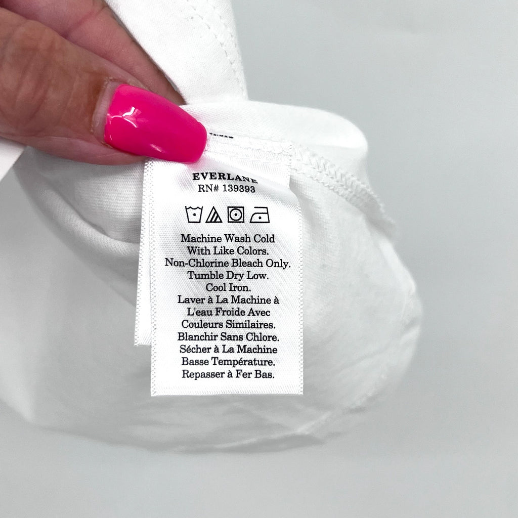 EVERLANE Women's The Organic Cotton V-Neck Tee Small White Short Sleeve NWT