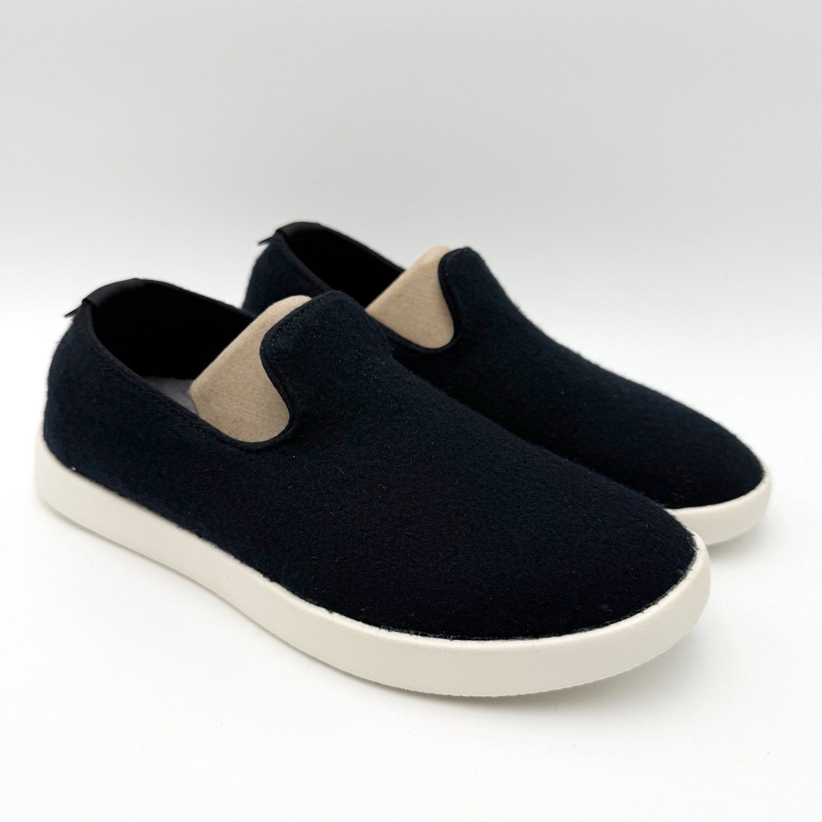 AllBirds Womens Lounger Loafers US 5 EU 35 Black White Wool Slip On NIB