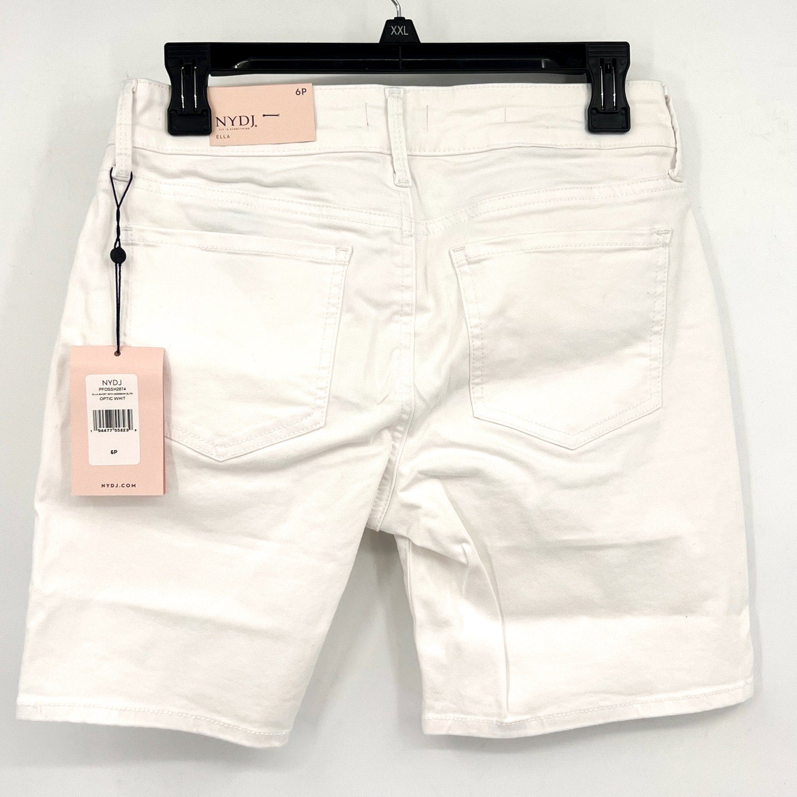 NYDJ Womens Ella Denim Shorts Size 6 PETITE Optic White 8" Inseam NWT
