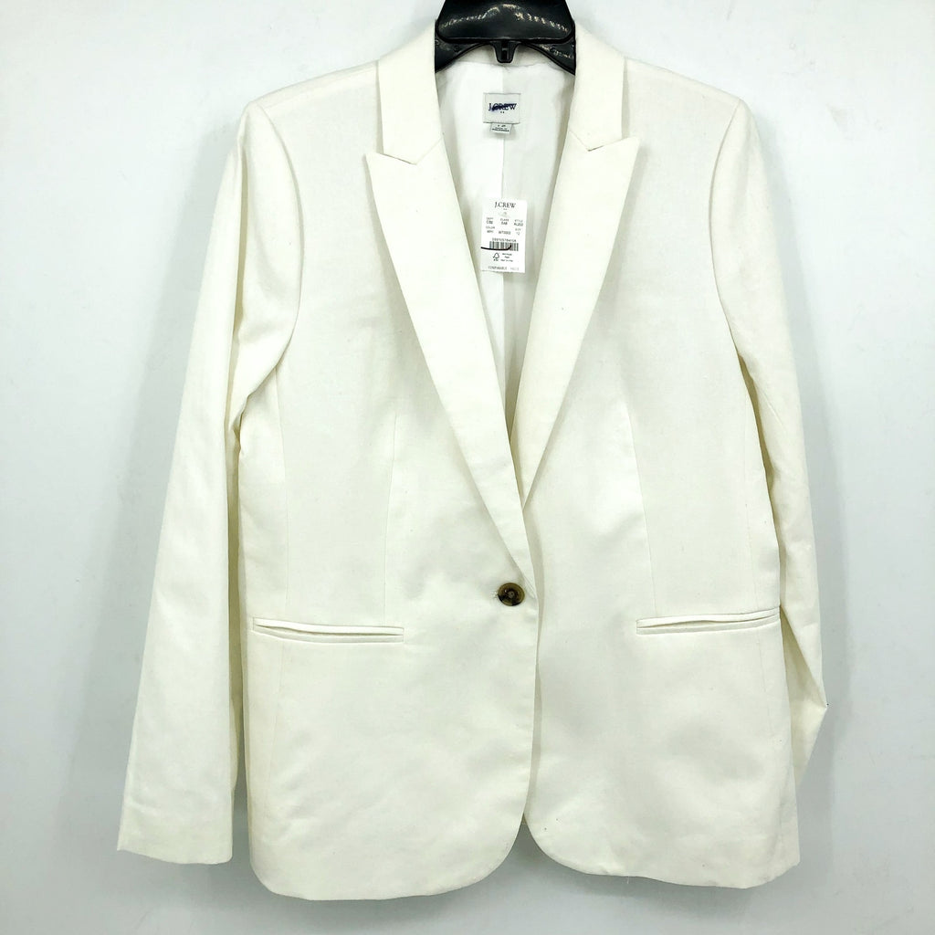 J.CREW Women's Holland Blazer Size 8 White One-Button Linen-blend AL222 NWT