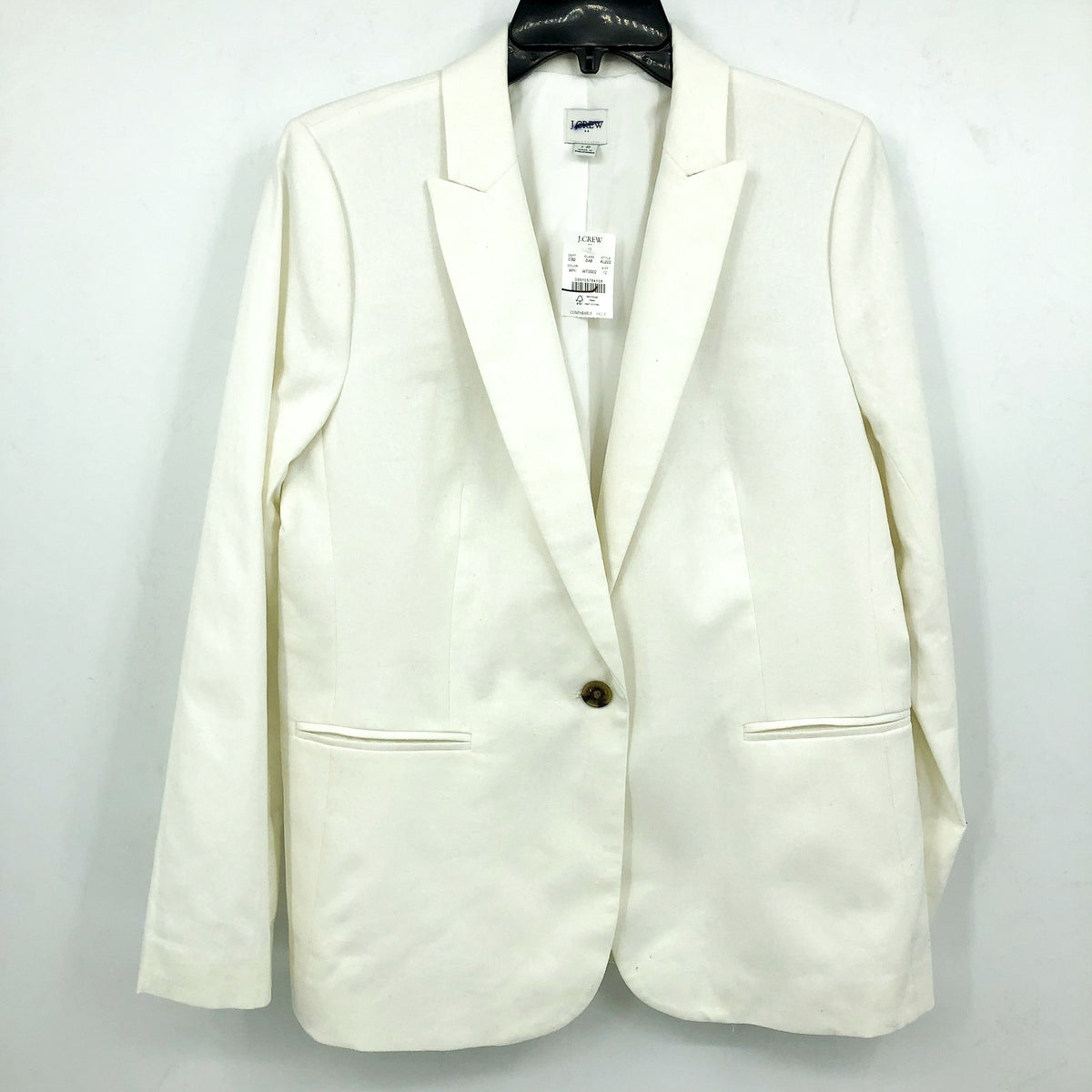 J.CREW Women's Holland Blazer Size 8 White One-Button Linen-blend AL222 NWT