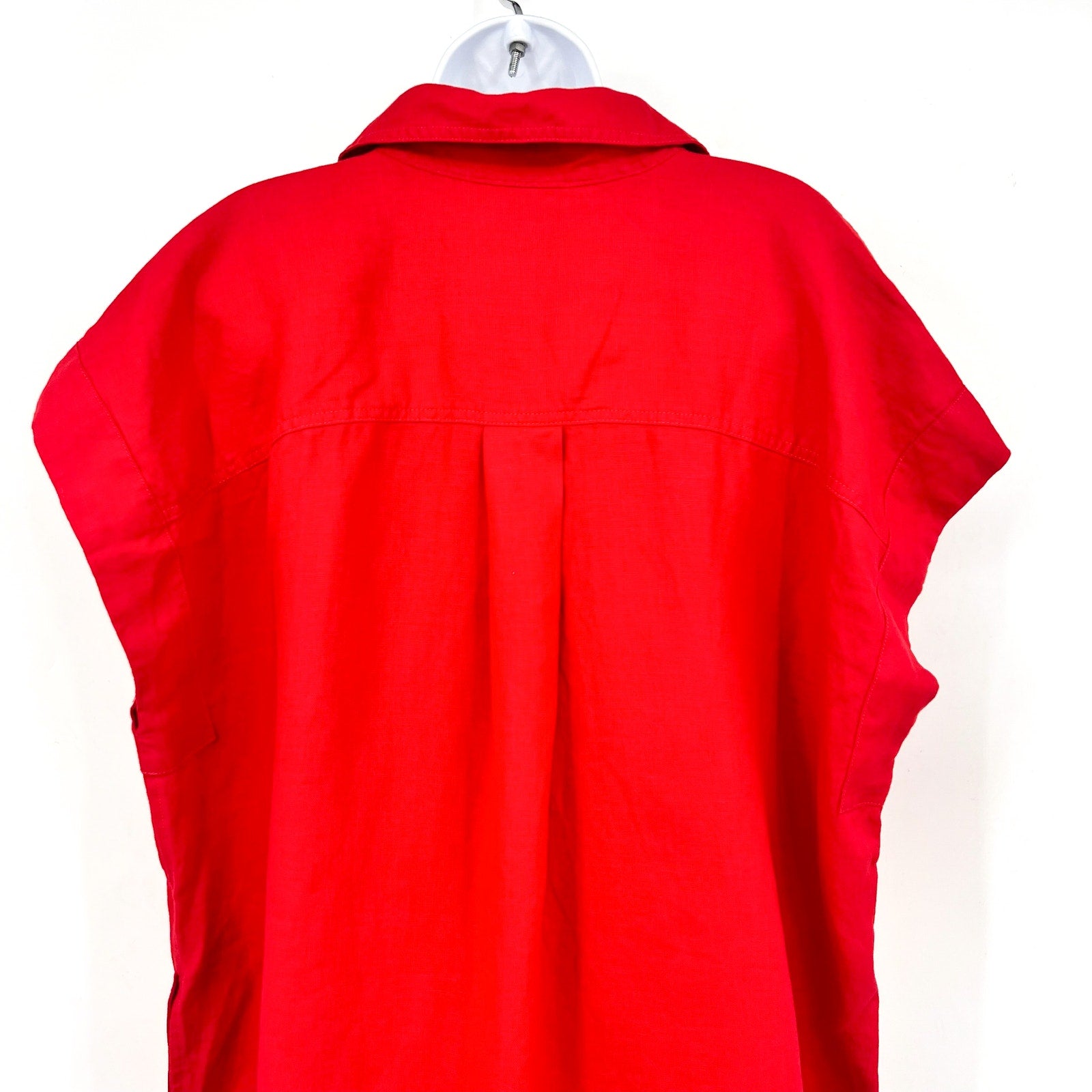MADEWELL Utility Short-Sleeve Mini Shirtdress XS Red 100% Linen NV453 NWT