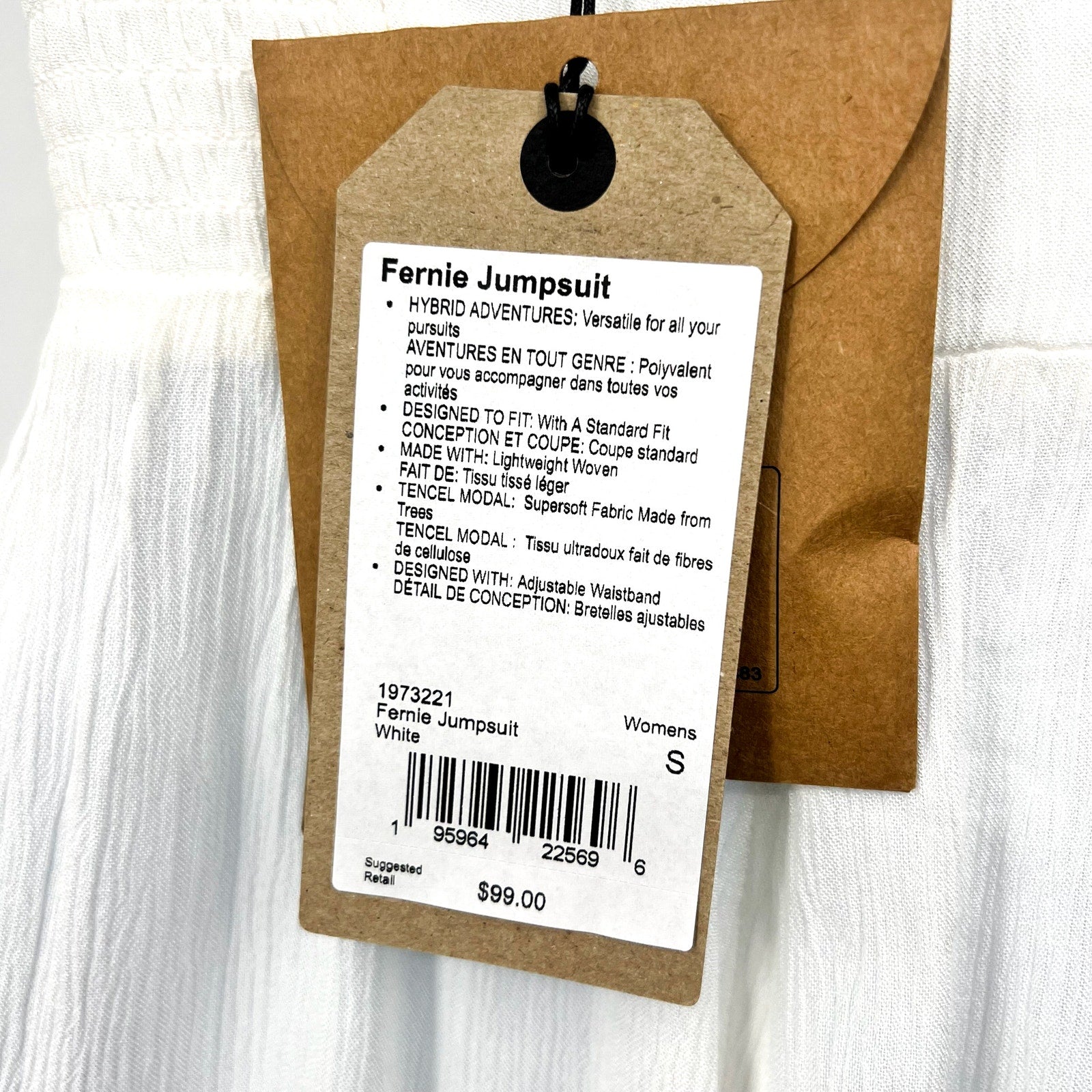 PRANA Women's Fernie Smocked Strapless Jumpsuit Small White Sleeveless NWT