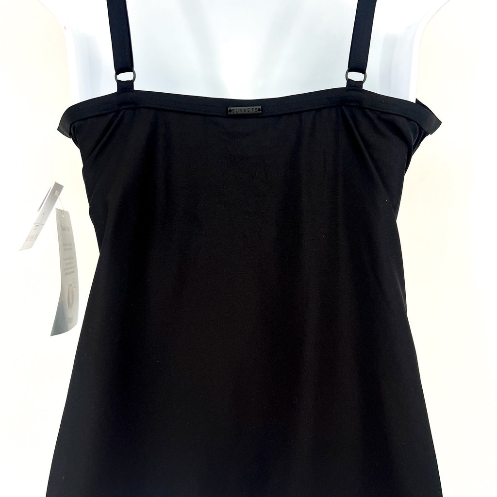 SUNSETS Women's Forever Tankini Top Size 36D/38C Black Twist Front NWT