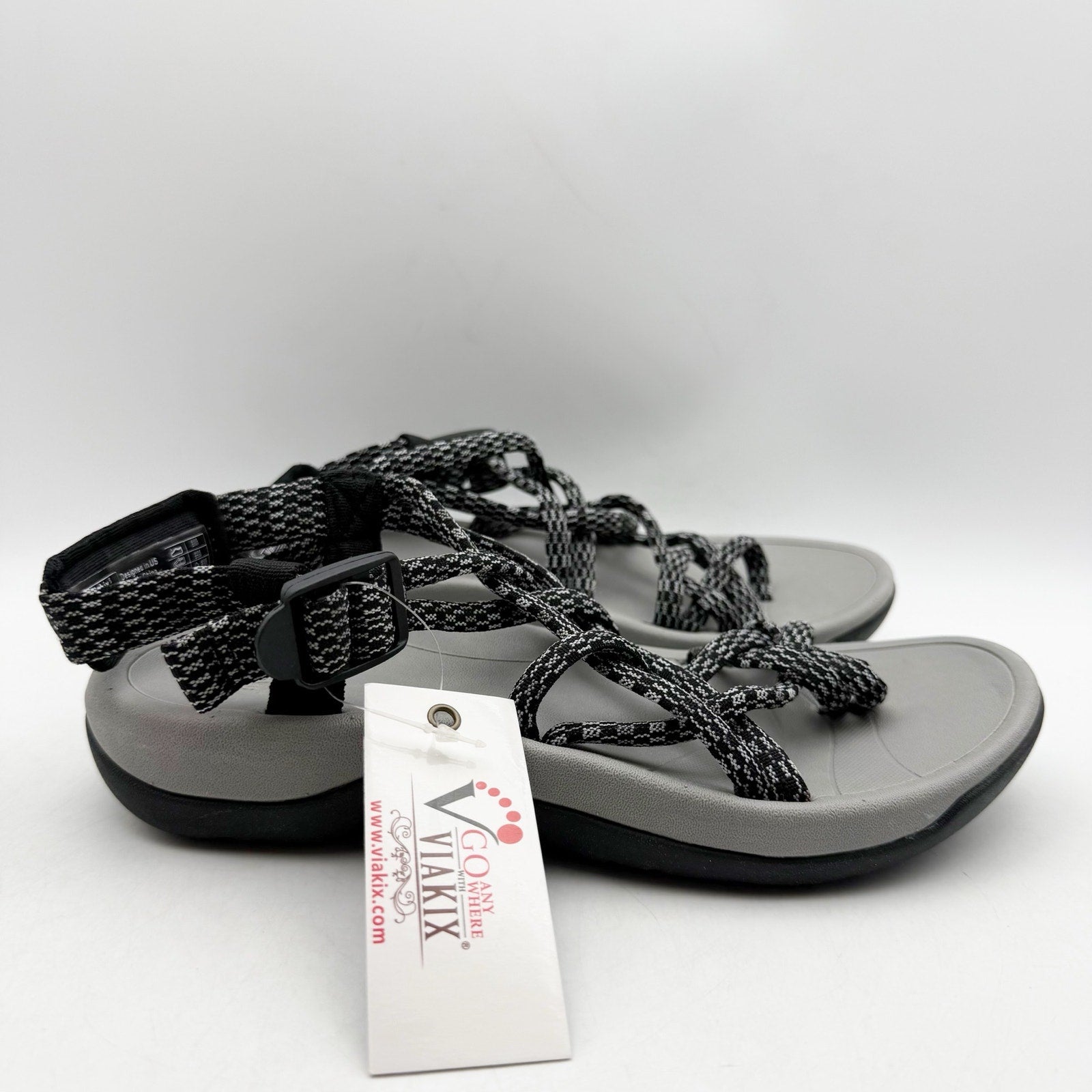 Viakix Womens Siena Hiking Sandals US 6 EU 37 Black Grey Water Resistant NIB