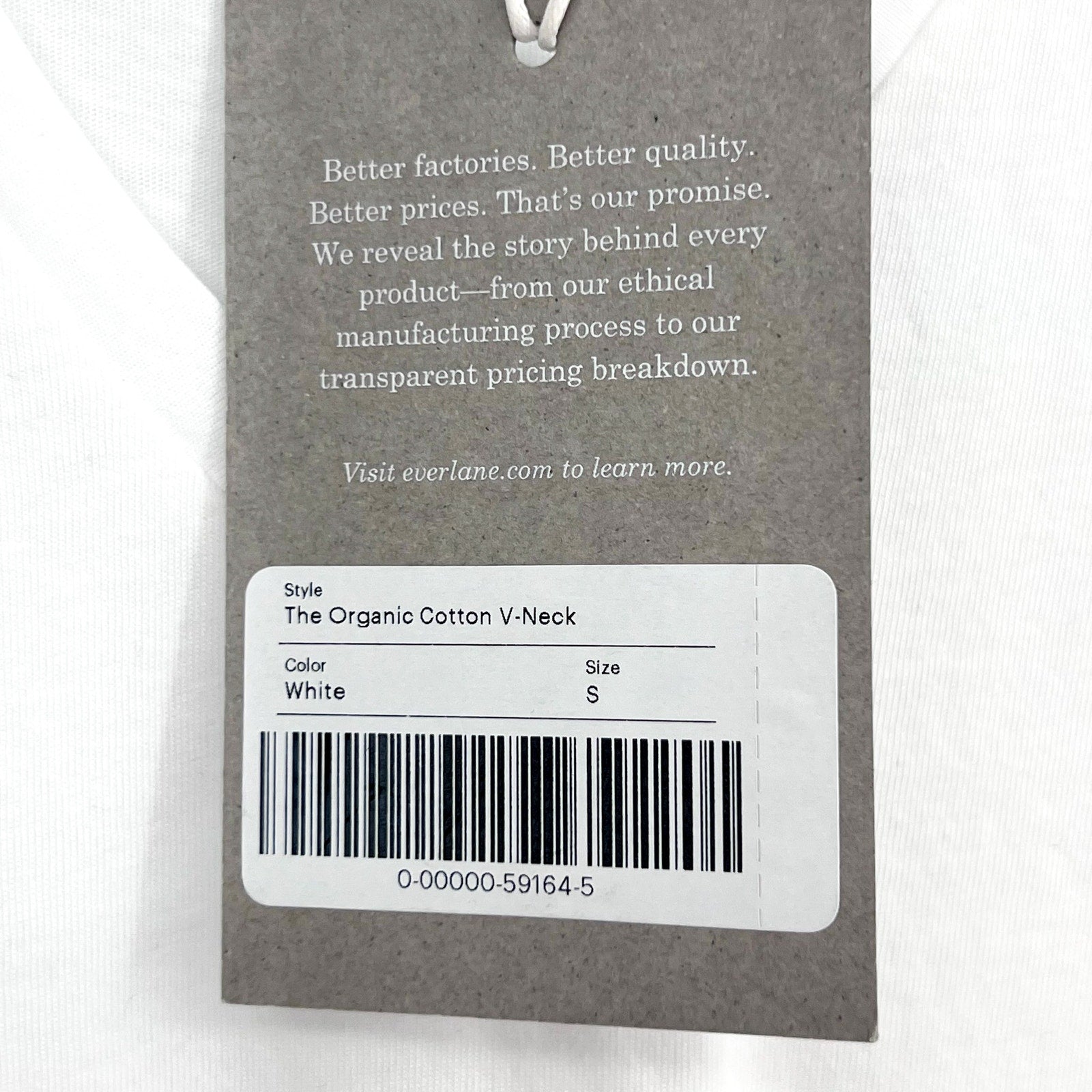 EVERLANE Women's The Organic Cotton V-Neck Tee Small White Short Sleeve NWT