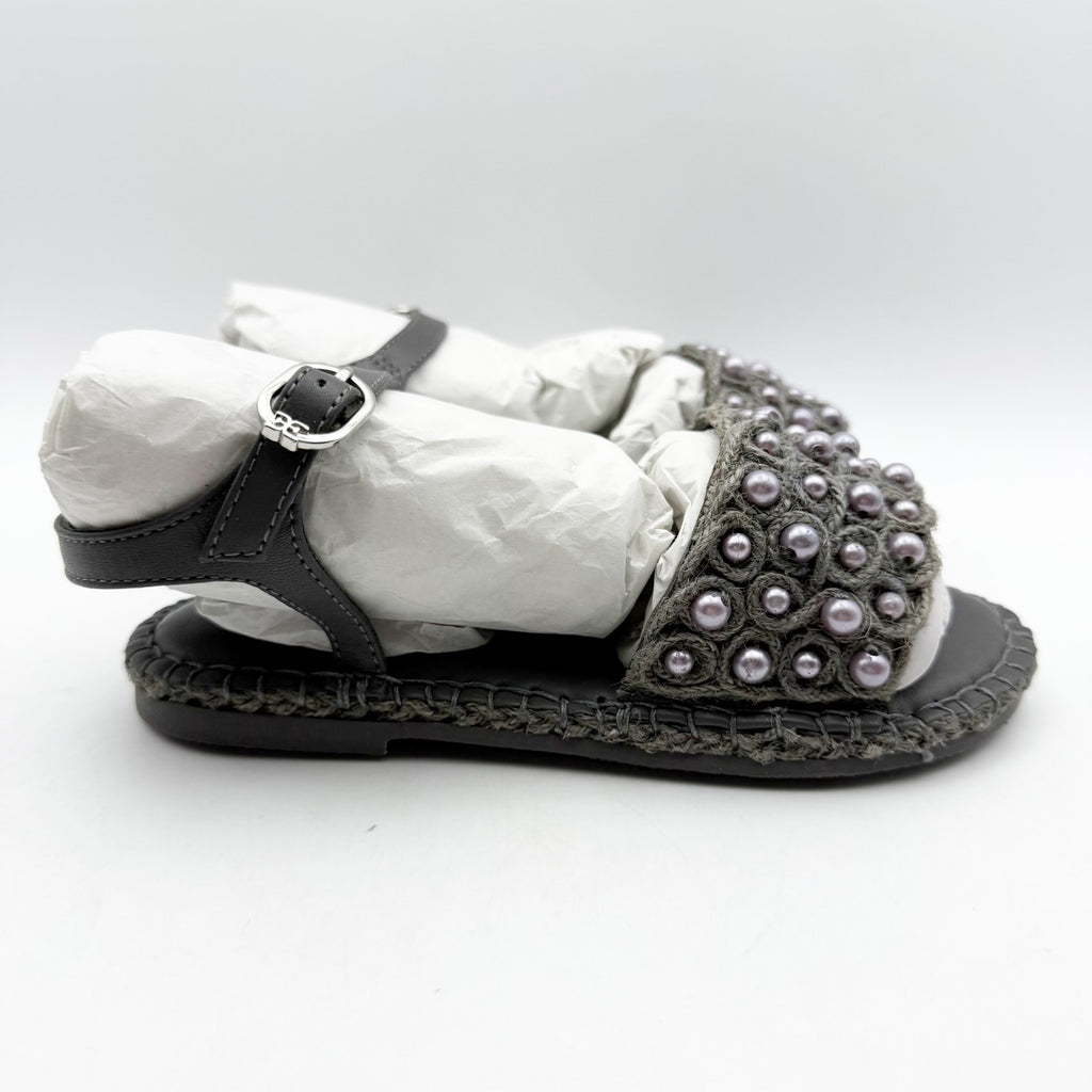 Sam Edelman Kids Holly Sandals US 2 M EU 33.5 Mockingbird Grey Linen NIB