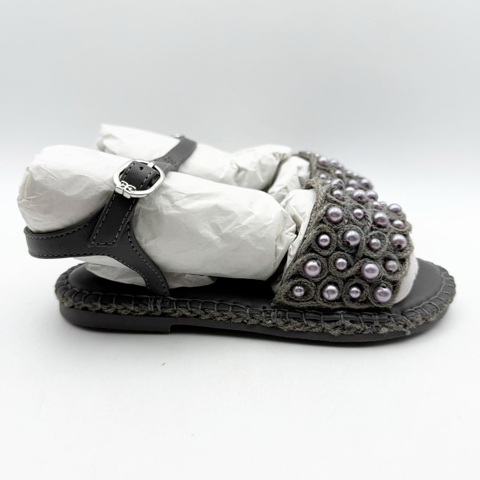Sam Edelman Kids Holly Sandals US 2 M EU 33.5 Mockingbird Grey Linen NIB