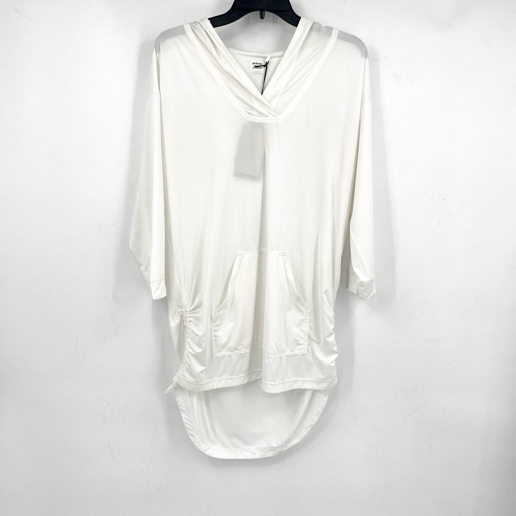 PRANA Women's Mantra Bay Tunic Cover Up Small White Long Sleeve Hooded NWT