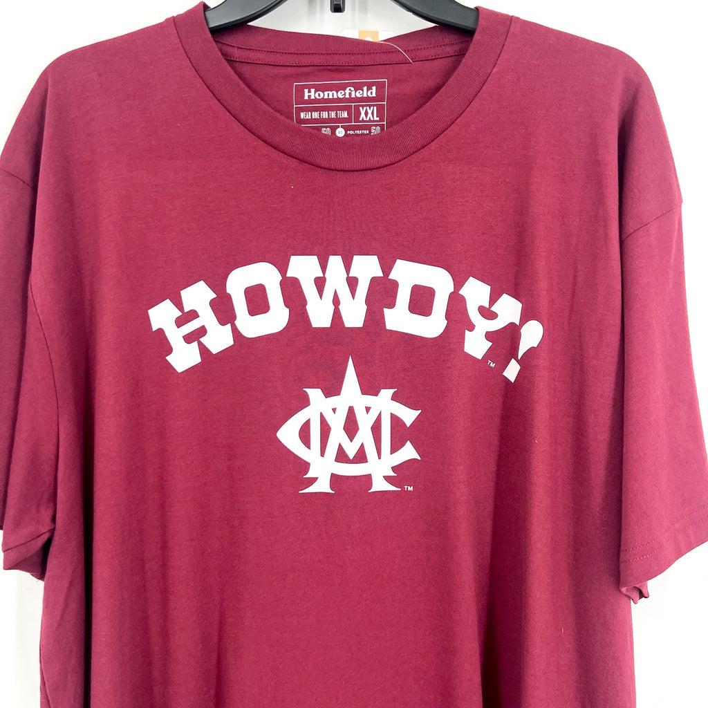 HOMEFIELD Mens Vintage Texas A&M Howdy T-Shirt XXL Maroon Short Sleeve NWT