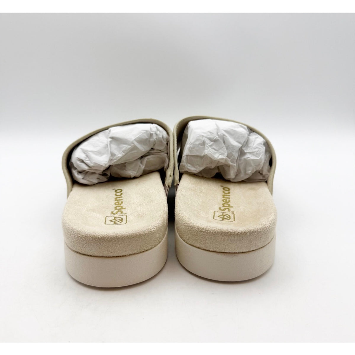 SPENCO Women's Twilight Stud Sandals Size 5.5 WIDE EU 35.5W Cream Slip On NIB