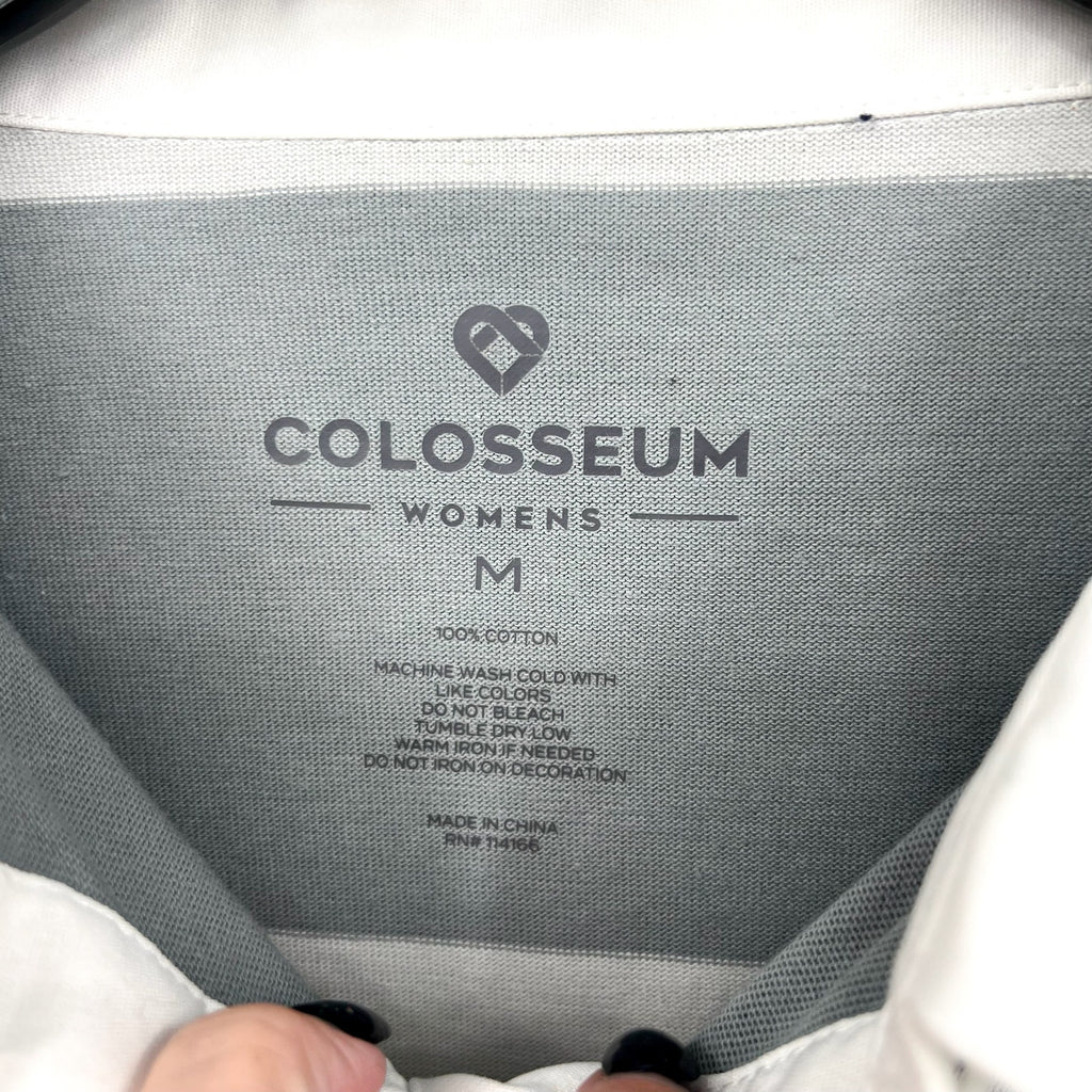 COLOSSEUM Womens U of Texas SA World Peace Rugby Shirt Medium Grey White NWT