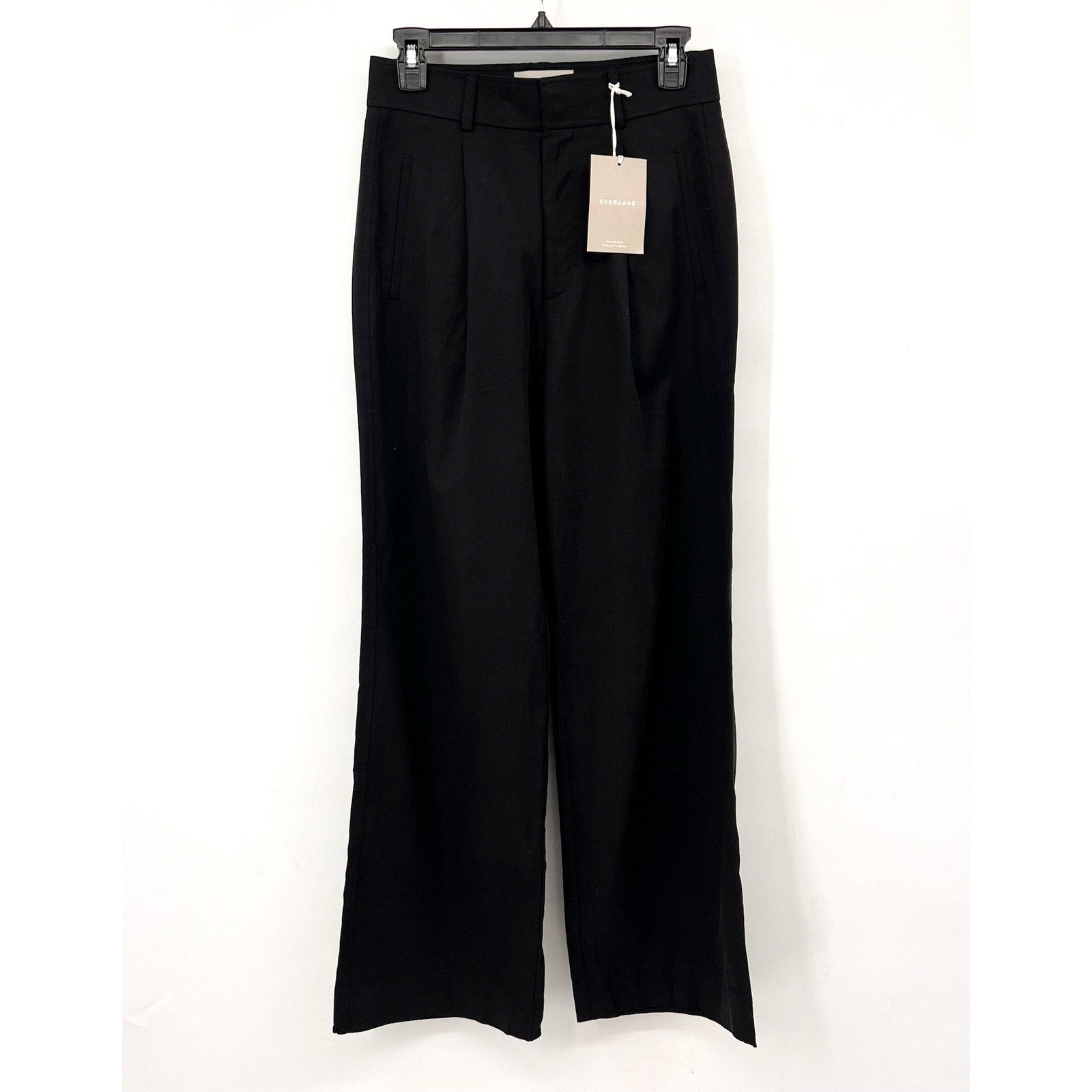 Everlane Womens The Way-High Drape Pants Size 8 30" Inseam Pleated Black NWT