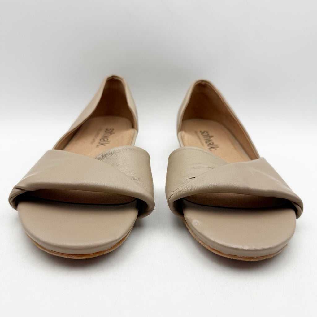 SoftWalk Womens Cypress Slip On Flats US 10 M Tan Beige Leather Open Toe NWOB