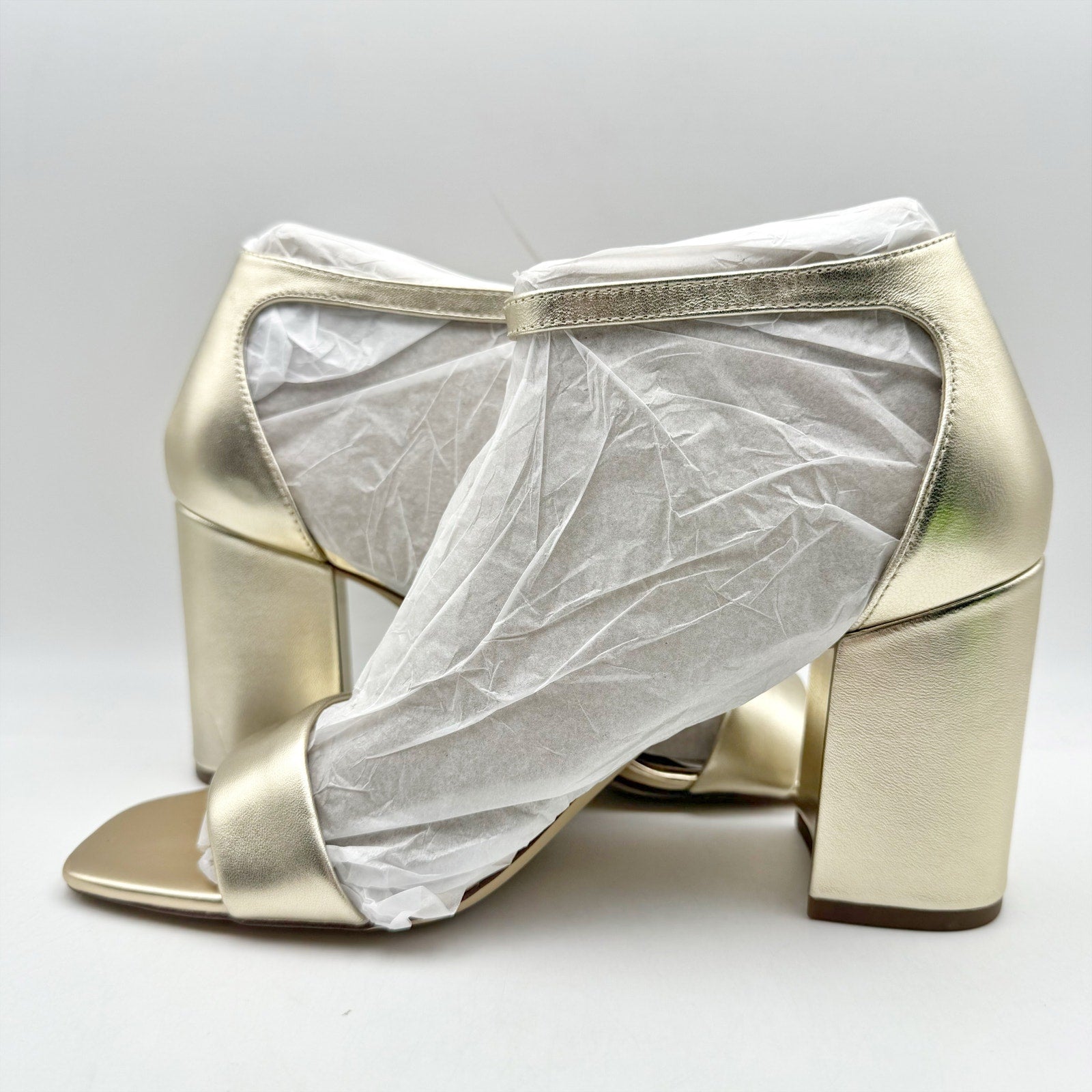 Sam Edelman Womens Daniella Heeled Sandals US 9.5 Wide EU 40.5 Gold Leather NIB