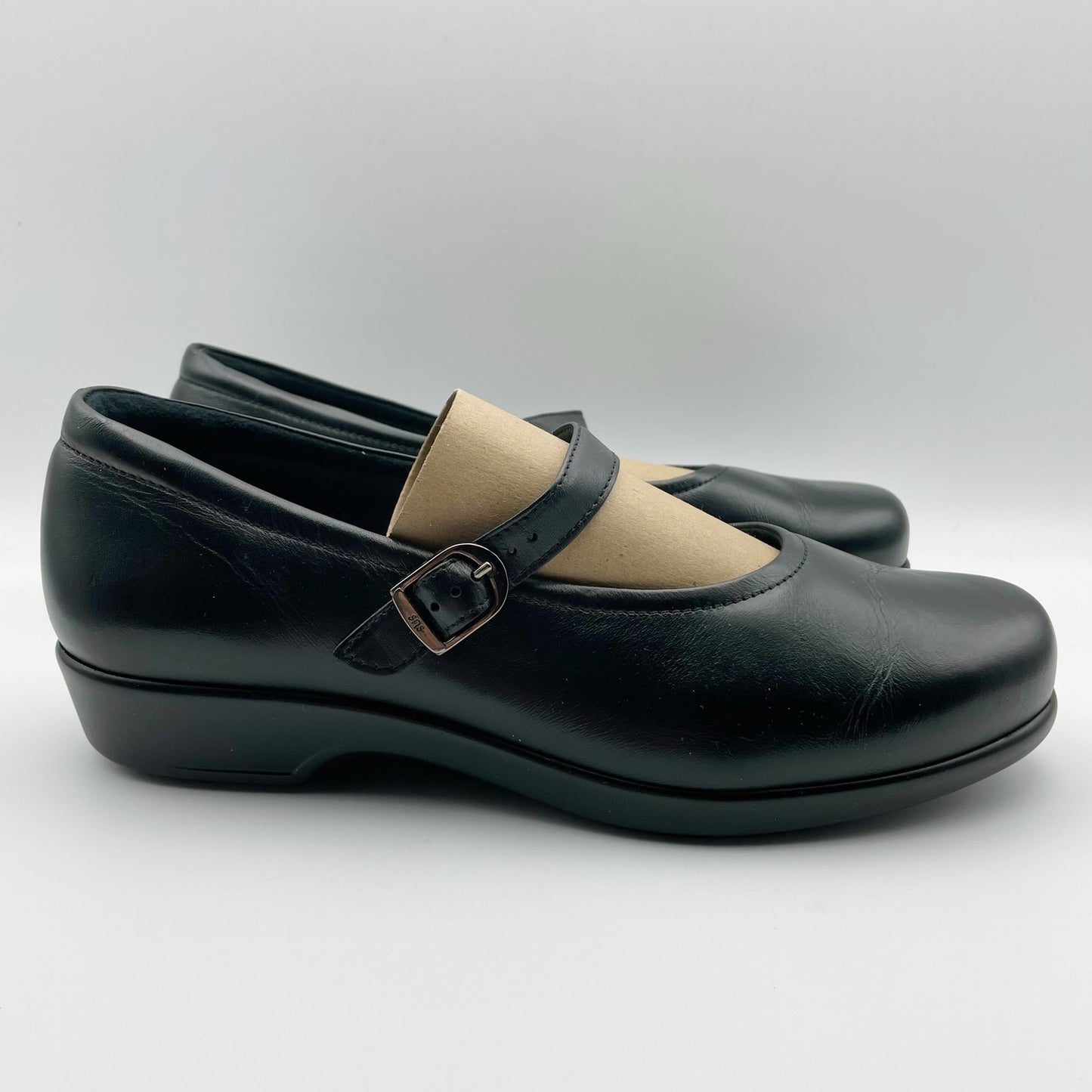 SAS Womens Maria Mary Jane Flat US 10WW EXTRA WIDE Black Leather NIB