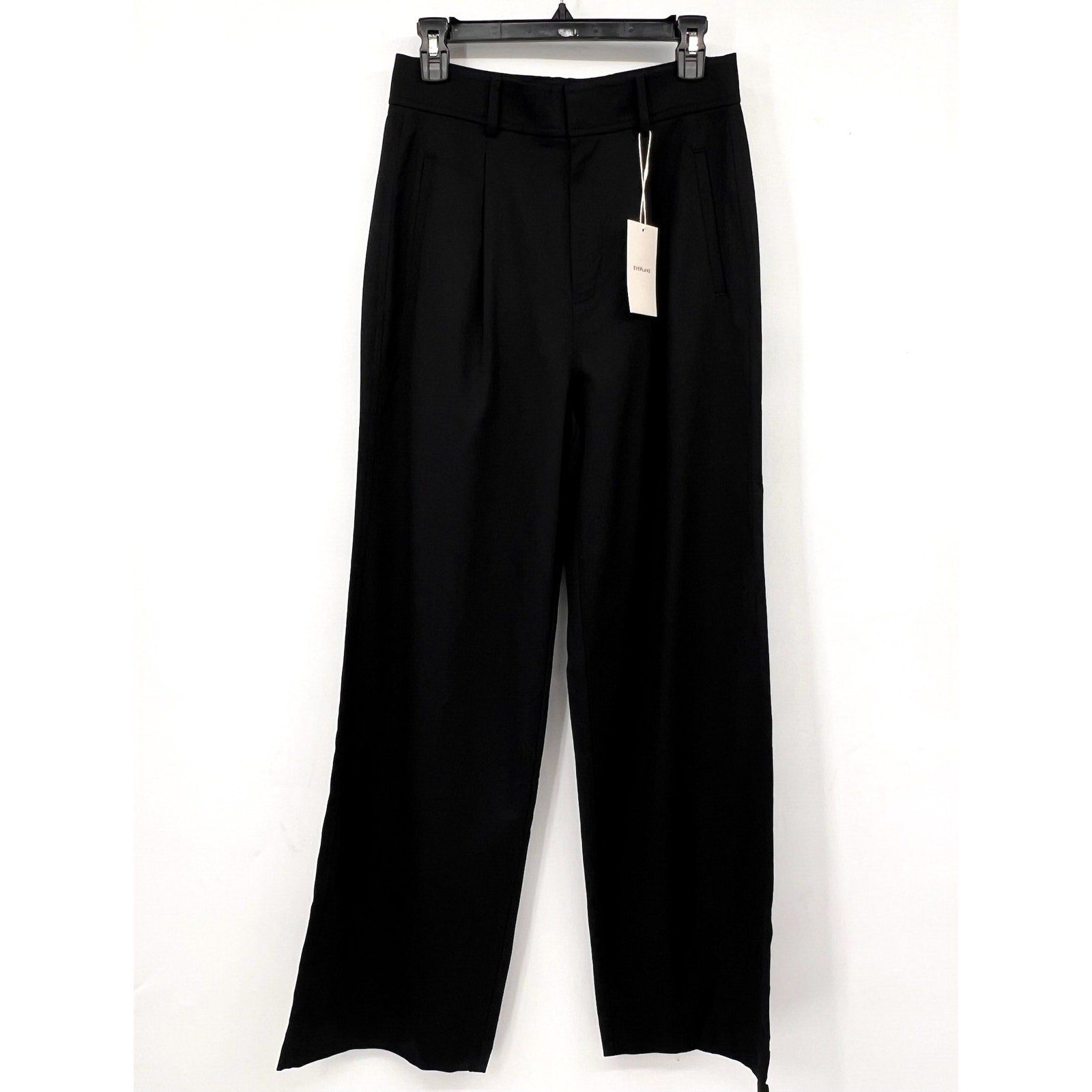 Everlane Womens The Way-High Drape Pants Size 4 Black 31" INSEAM Pleated NWT