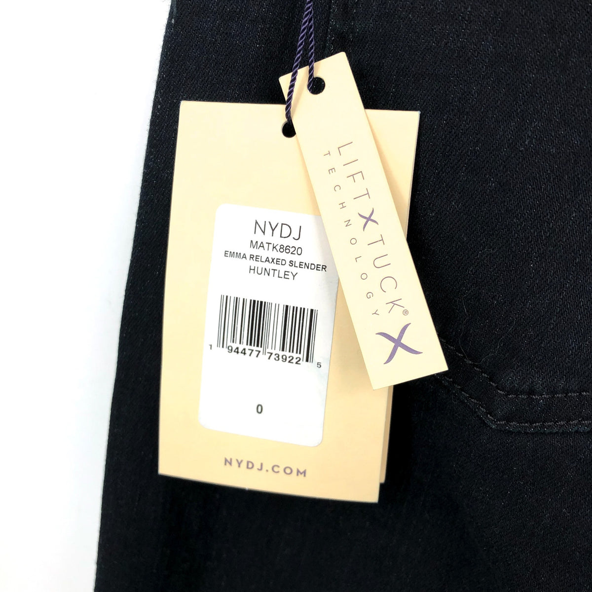 NYDJ Women's Emma Relaxed Slender Jeans Size 0 Black Huntley Lift Tuck NWT