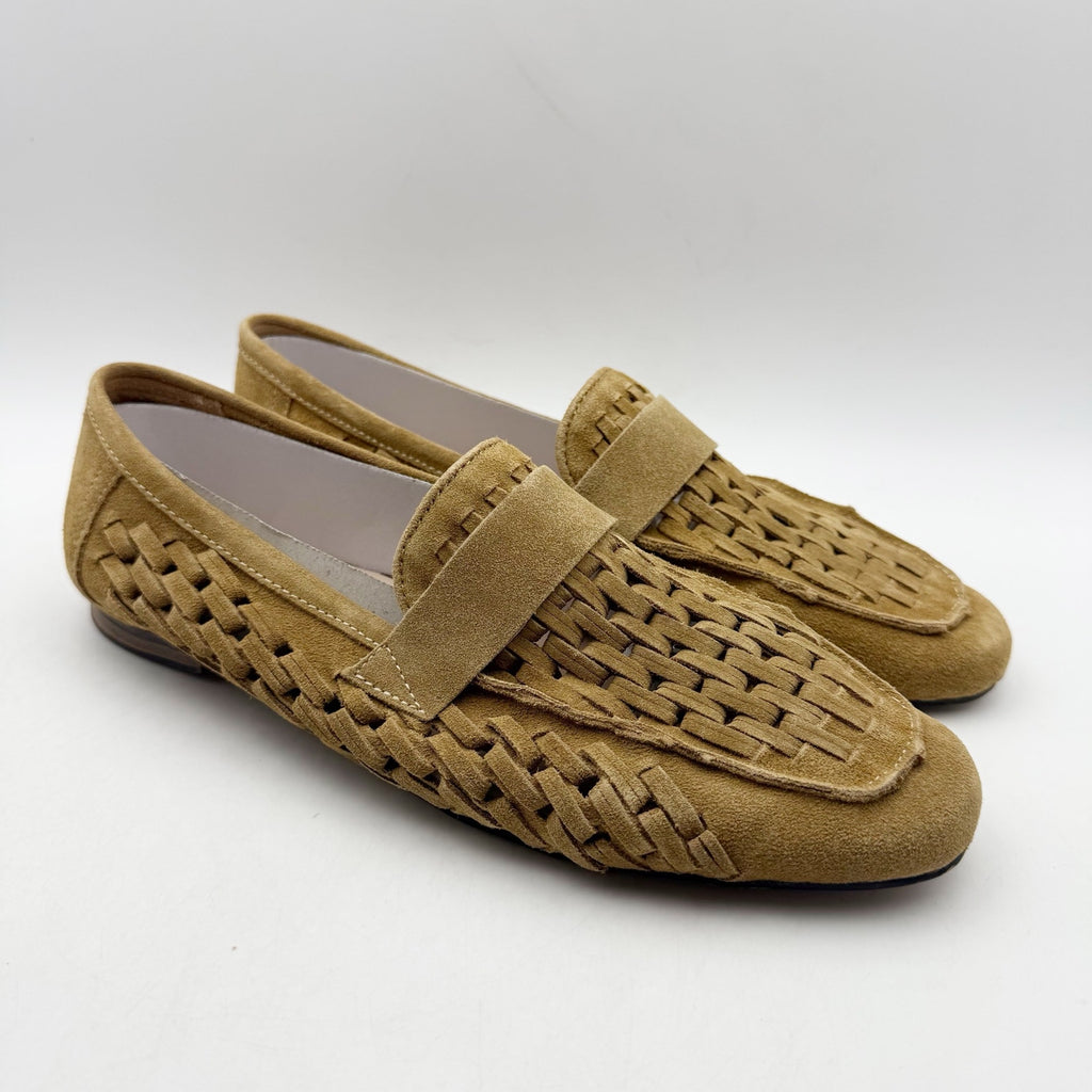 Diba True Womens Age Less Flat Loafers US 11 EU 42 Brown Suede Woven NWOB
