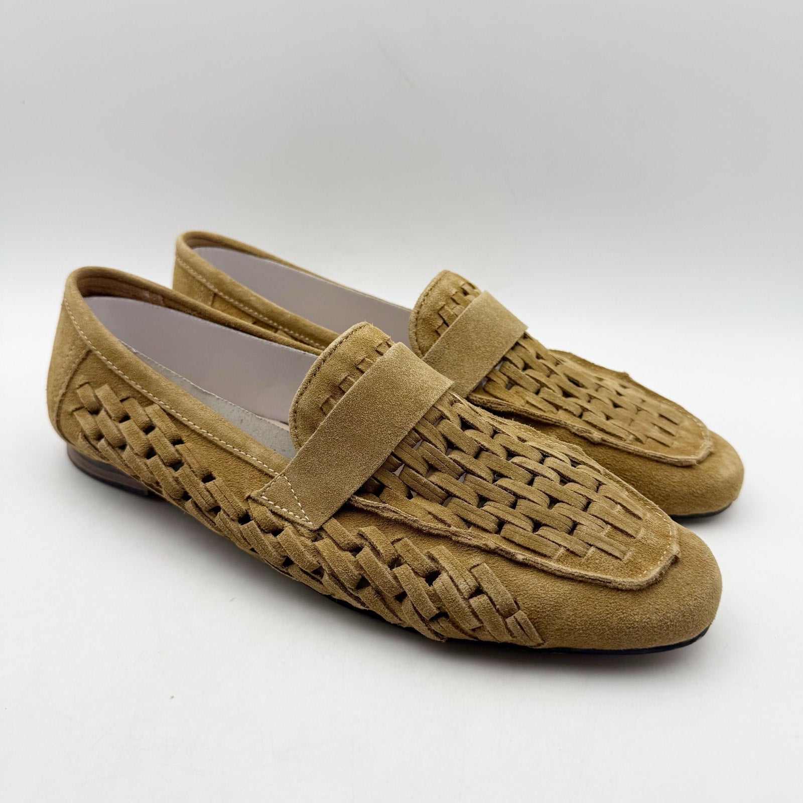 Diba True Womens Age Less Flat Loafers US 11 EU 42 Brown Suede Woven NWOB