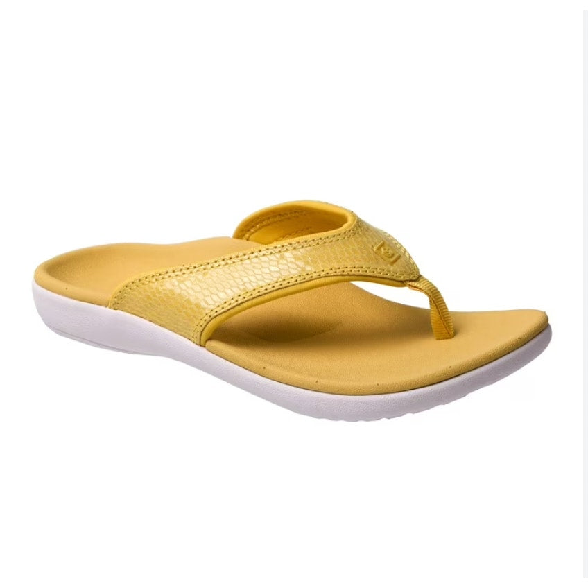 Spenco Womens Yumi Gecko Sandals US 8 WIDE Sundress Yellow Flip Flop NWOB