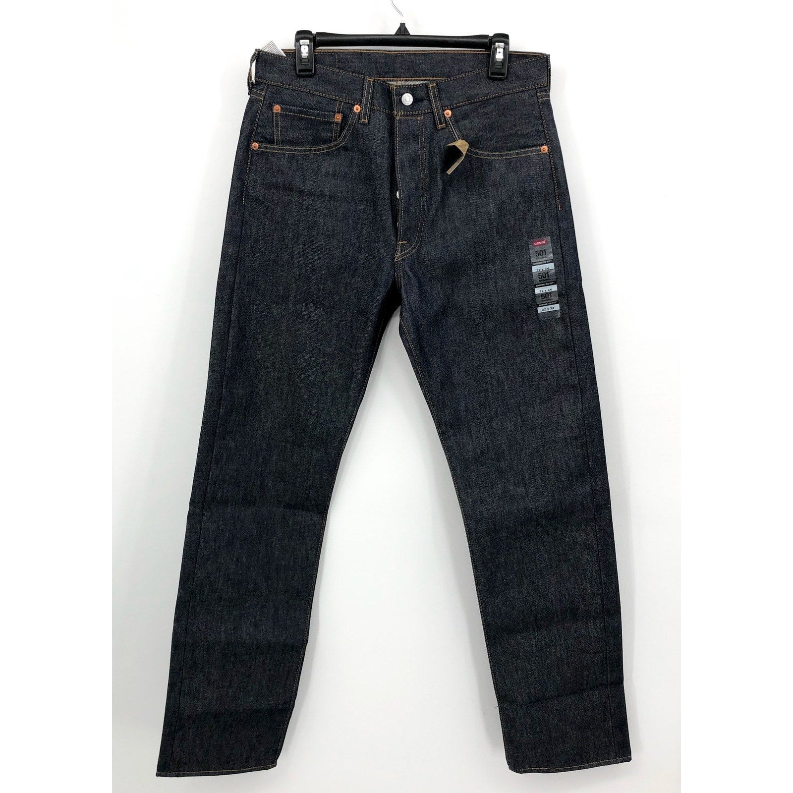 LEVI'S Men's 501 Original Shrink-to-fit Jeans 32x34 Dark Wash No Stretch NWT