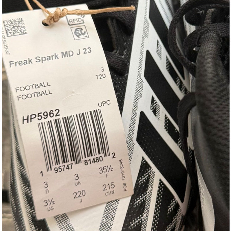 Adidas Kids Freak Spark MD 23 Football Cleats Size 3.5 Youth Black White NWOB