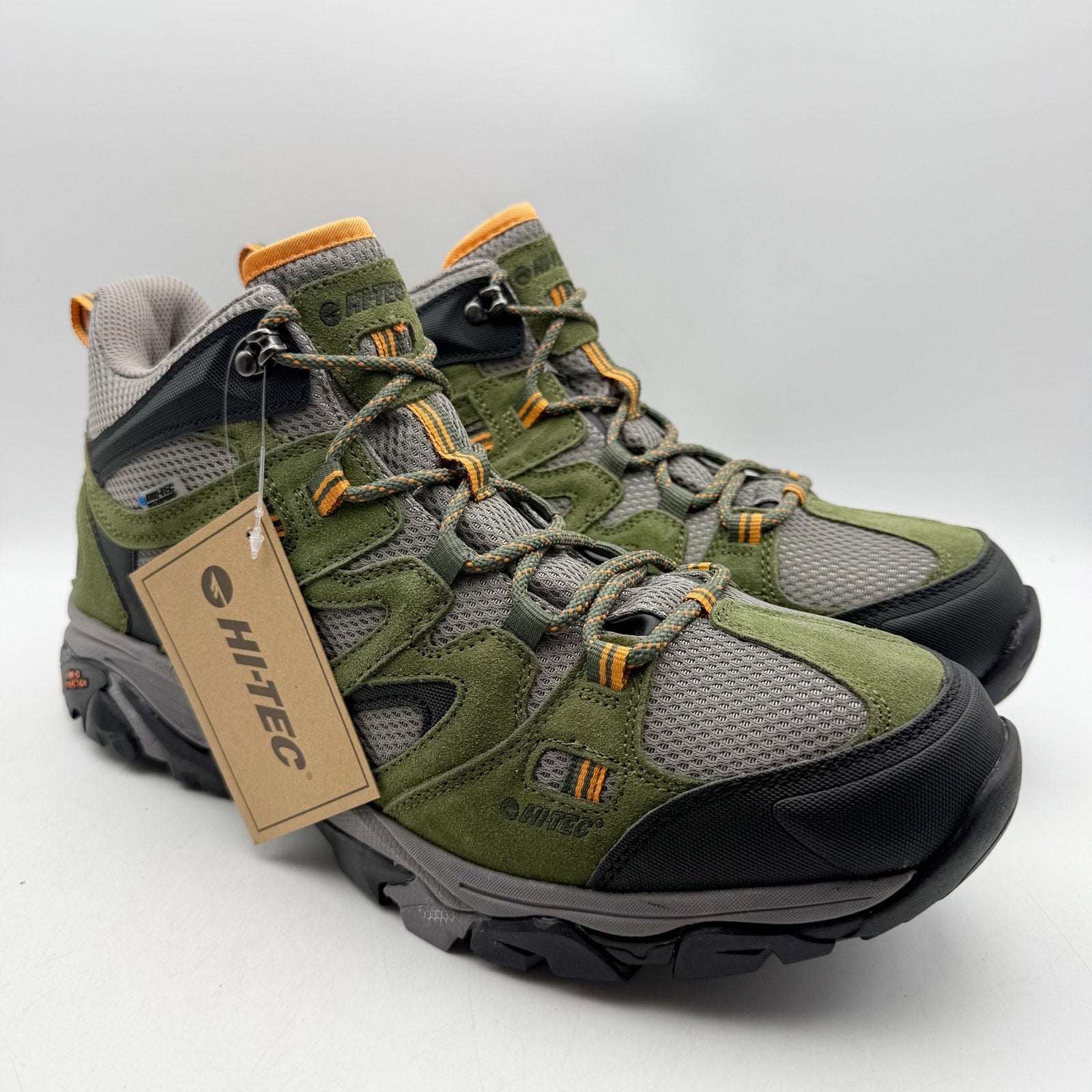 Hi-Tec Mens Ht Ravus Mid Hiking Ankle Boots US 13 EU 46 Green Waterproof NWOB