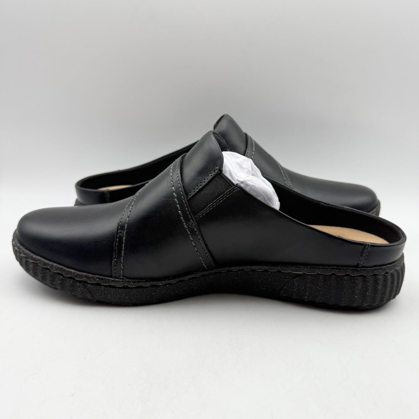 Clarks Womens Caroline Bay Clogs US 11 M EU 42.5 Black Leather SR NIB