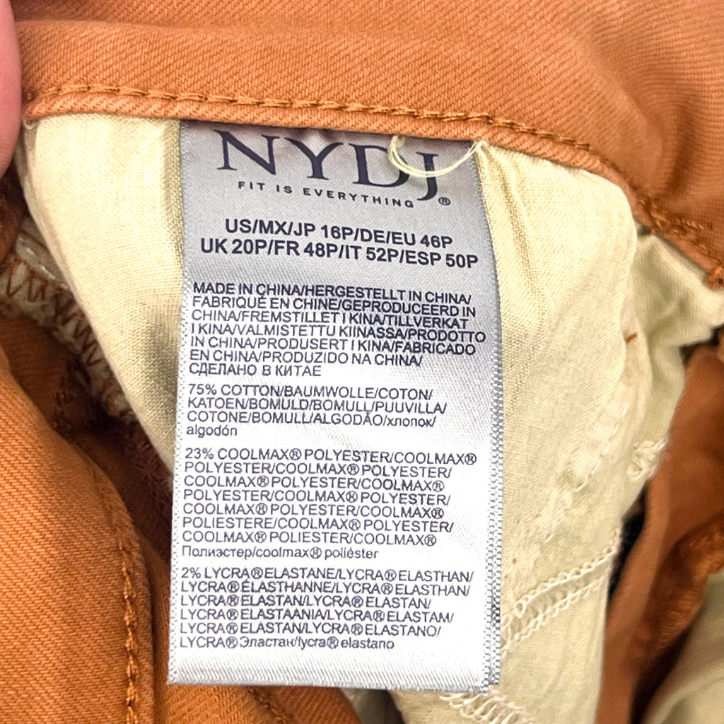 NYDJ Womens Margot Girlfriend Jeans Size 16 PETITE Rust Brown Straight Leg NWOT