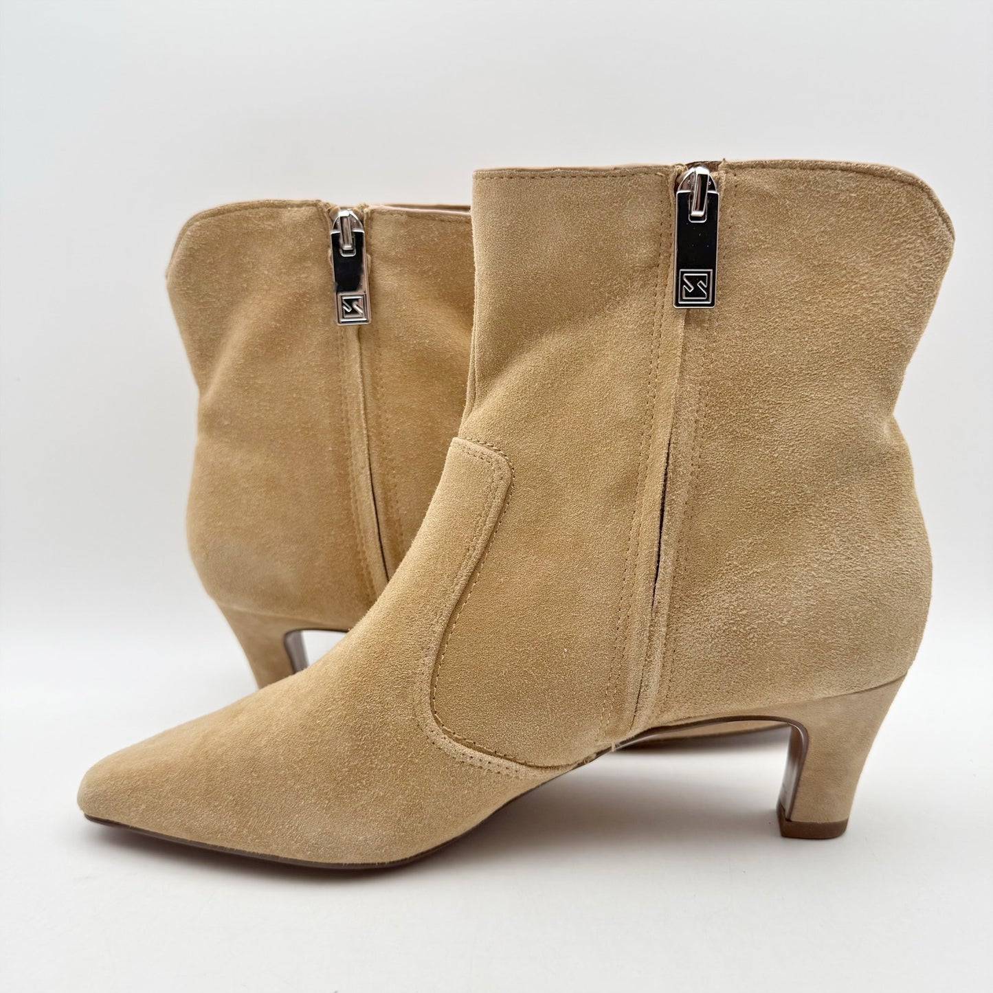 Franco Sarto Womens Alexandria Heeled Ankle Bootie US 6.5 M Brown Suede NWOB