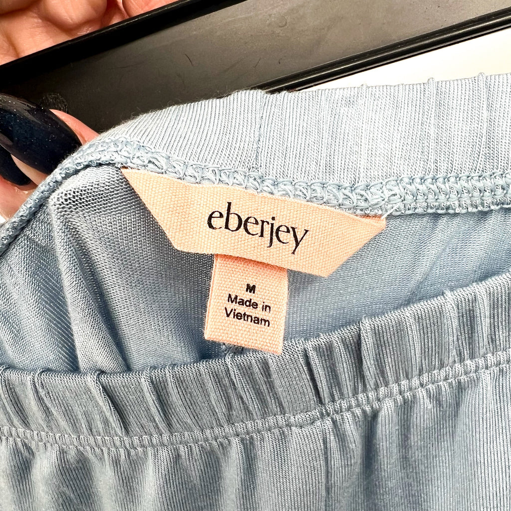 EBERJEY Gisele PJ Set Medium Light Blue Short Sleeve & Cropped Pant NWT