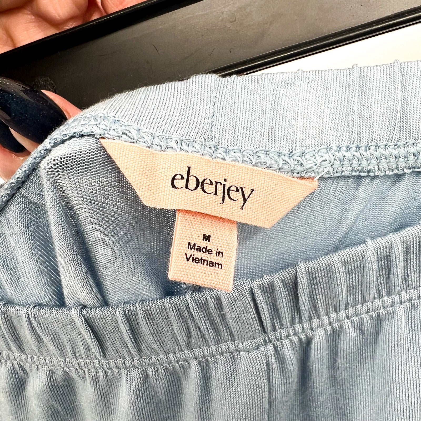 EBERJEY Gisele PJ Set Medium Light Blue Short Sleeve & Cropped Pant NWT