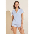 EBERJEY Gisele Shortie Short PJ Set Medium Ice Blue Ivory TENCEL Modal NWT