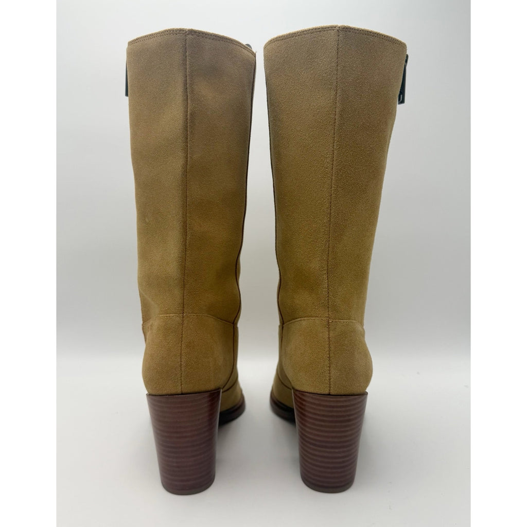 Franco Sarto Women Jaxon Mid Calf Boots Size 10 Tan Brown Suede Pointed Toe NWOB