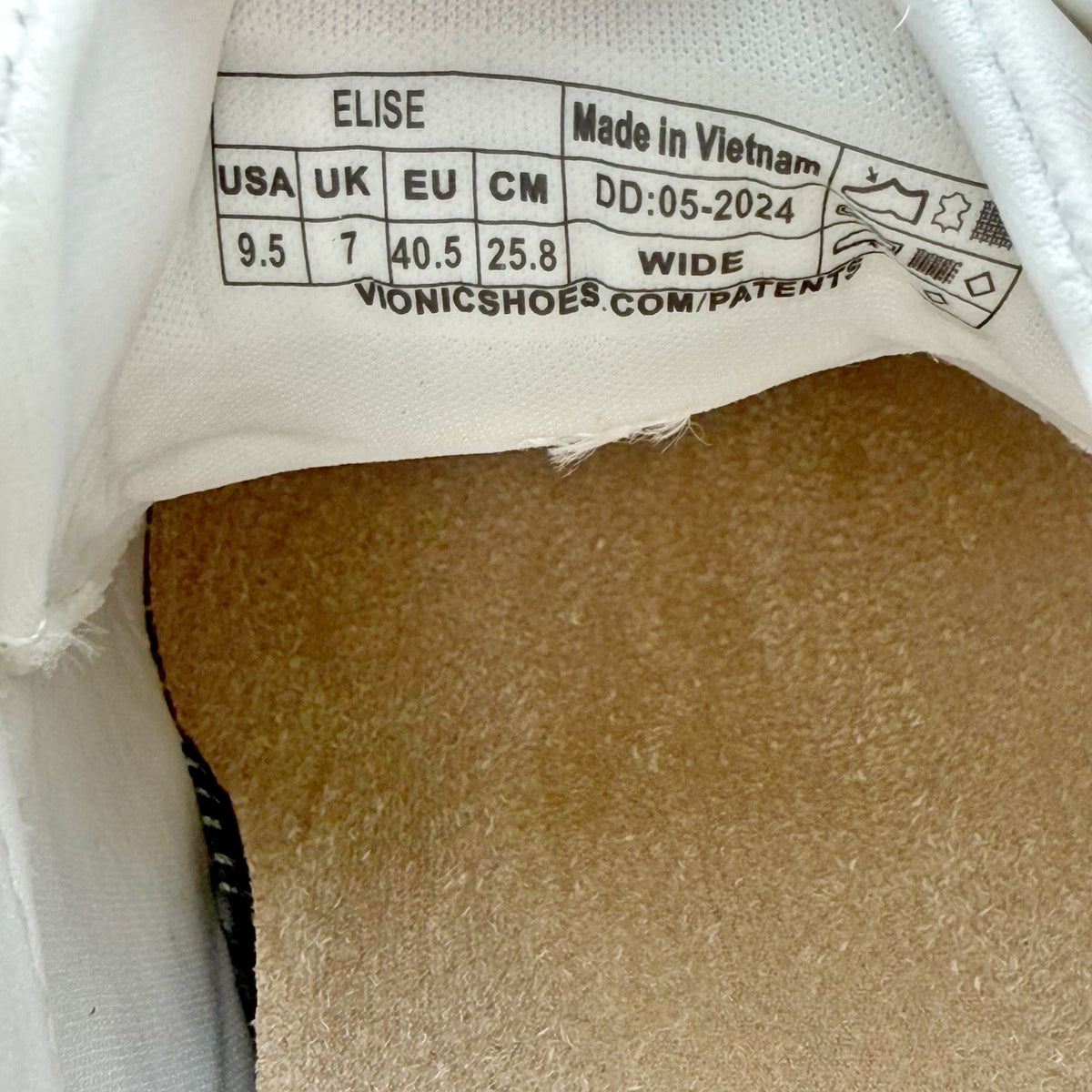 Vionic Womens Elise Sneakers Size 9.5 Wide EU 40.5 White Leather NIB