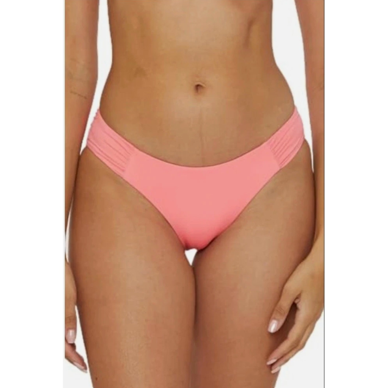 BECCA Womens Coast Adela Hipster Bikini Bottom Large Pink Coral Reef Shirred NWT