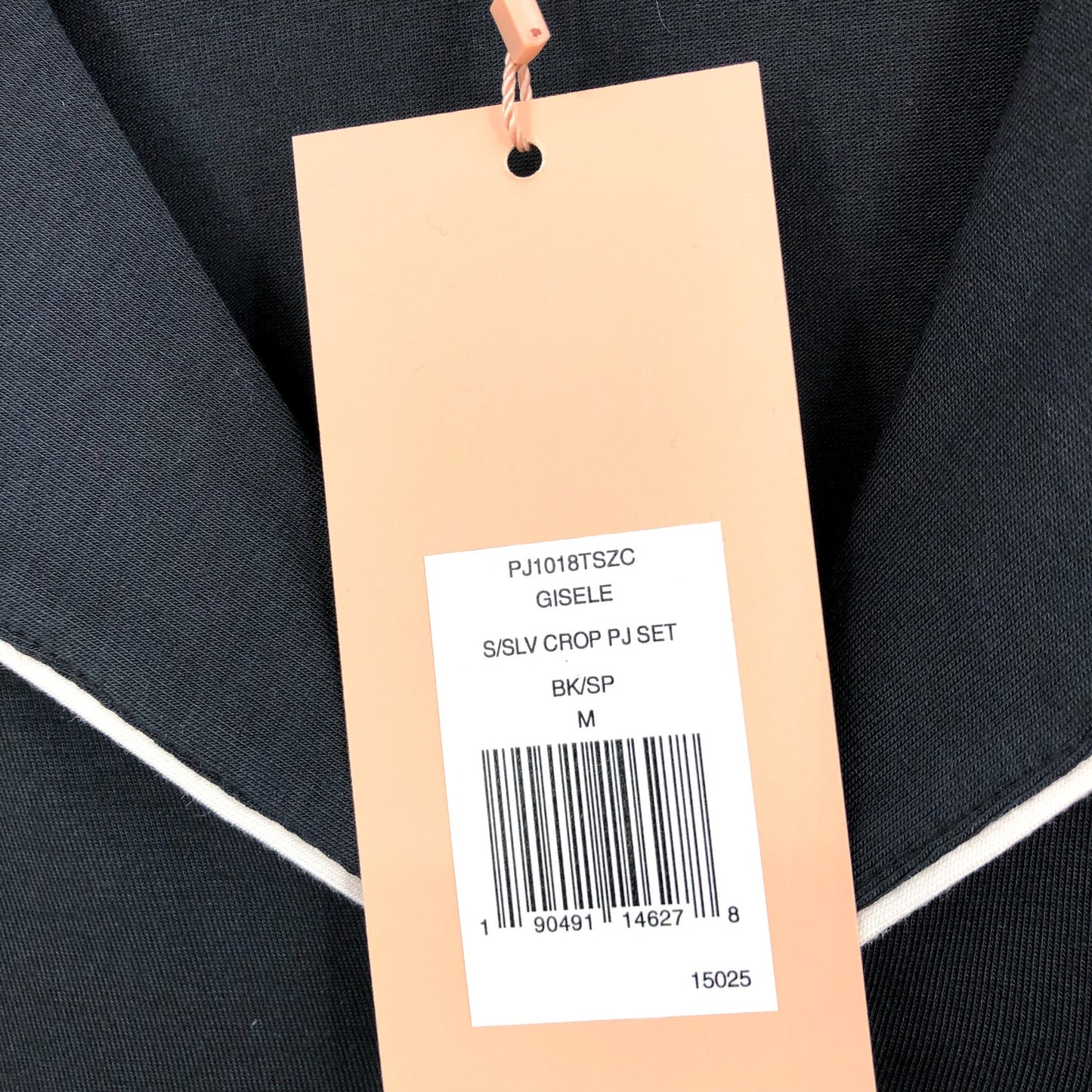 EBERJEY Gisele Short Sleeve Cropped PJ Set Medium Black Pink TENCEL Modal NWT