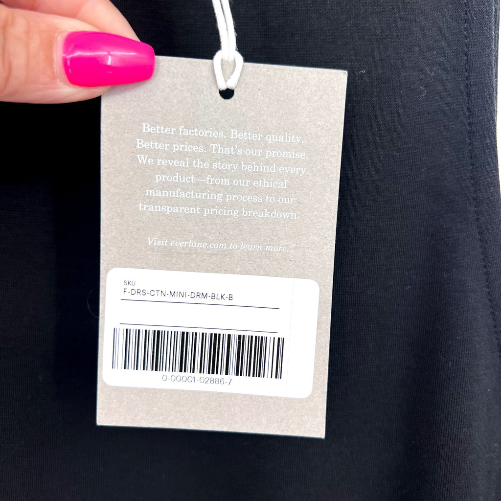 EVERLANE Women's The Dream '90s Shift Dress XL Black Sleeveless Stretch NWT