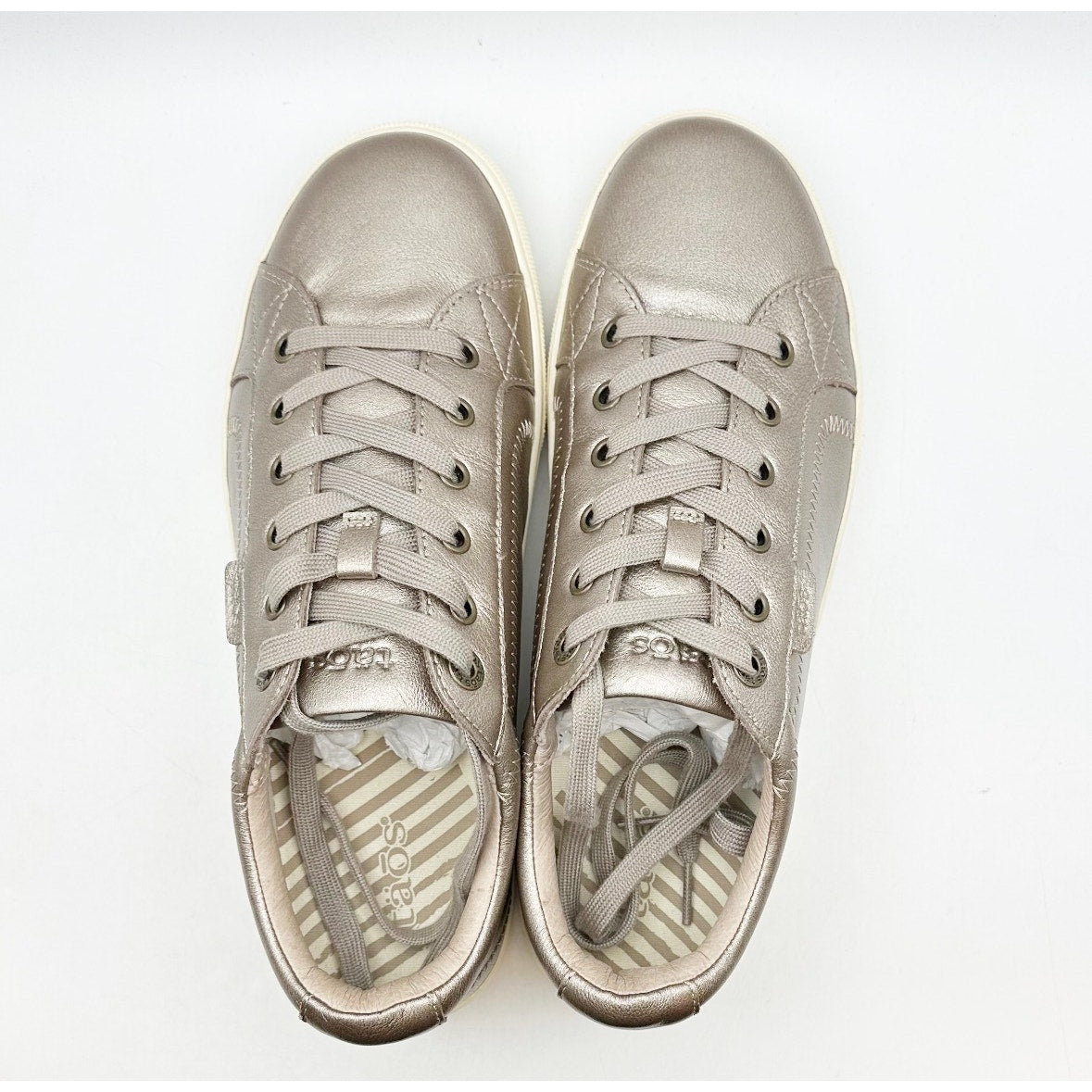 Taos Footwear Womens Plim Soul Lux Sneakers Size 10.5 CHAMPAGNE Gold Leather NIB