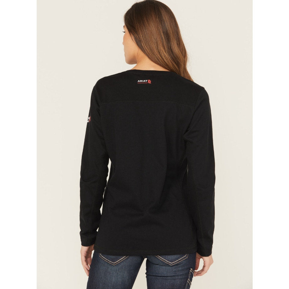 ARIAT Women's FR AC Long Sleeve Work Shirt XXL Black Knit V Neck NWOT
