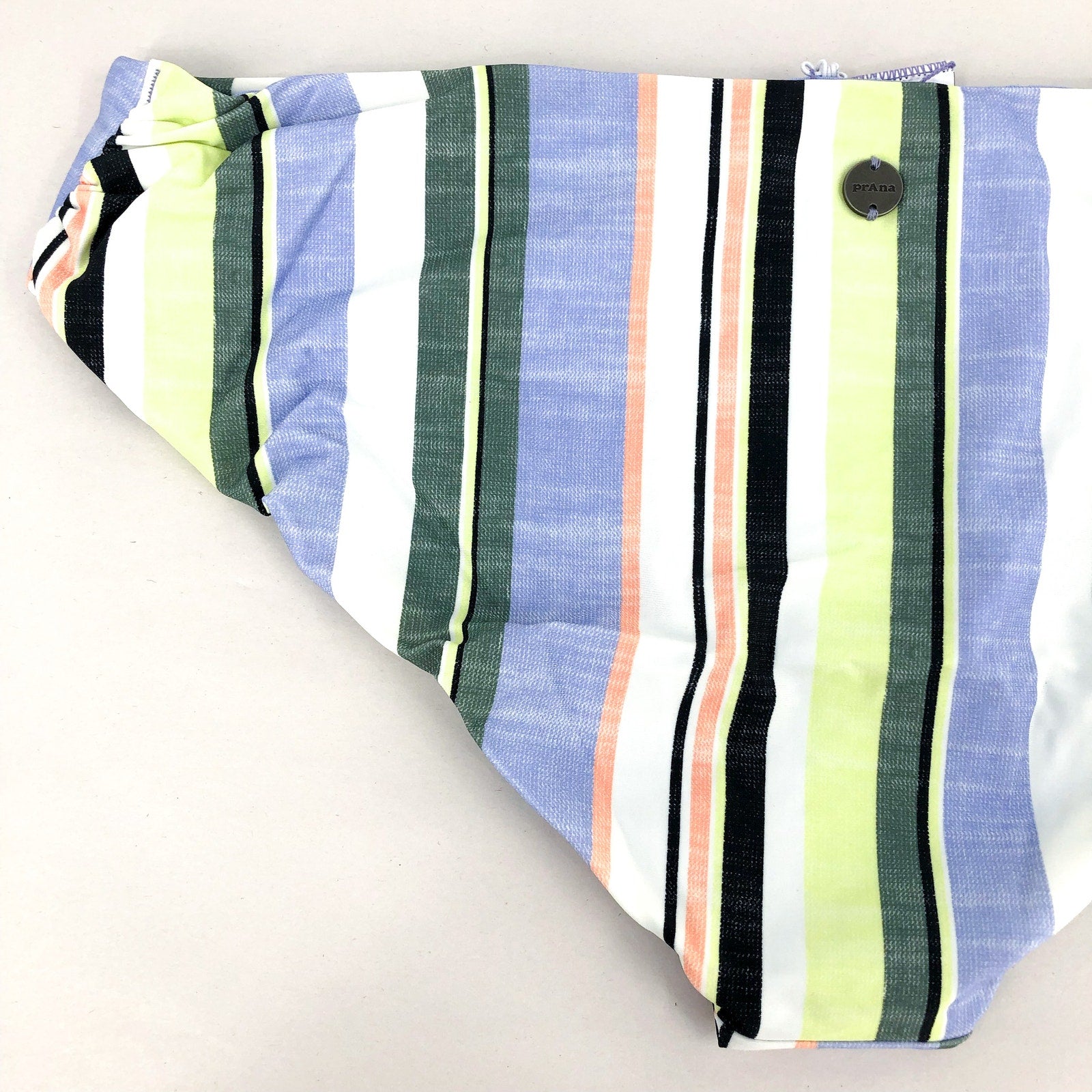 PRANA Women's Marta Bikini Bottom Large Blue Morning Glory Stripe Hipster NWT