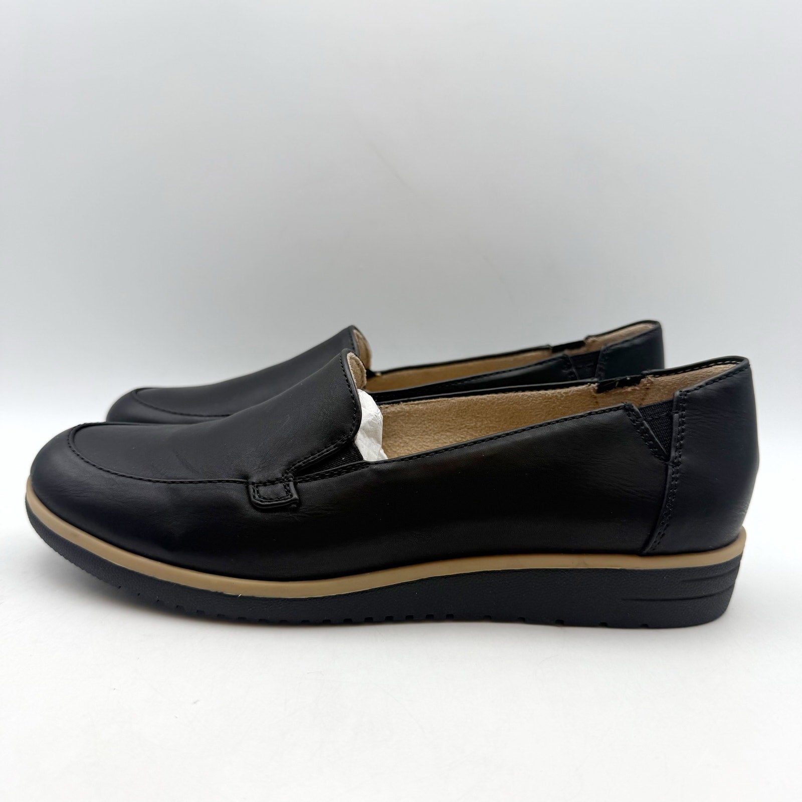 SOUL Naturalizer Womens Idea Moc Loafers US 7 M EU 37 Black Vegan Leather NIB