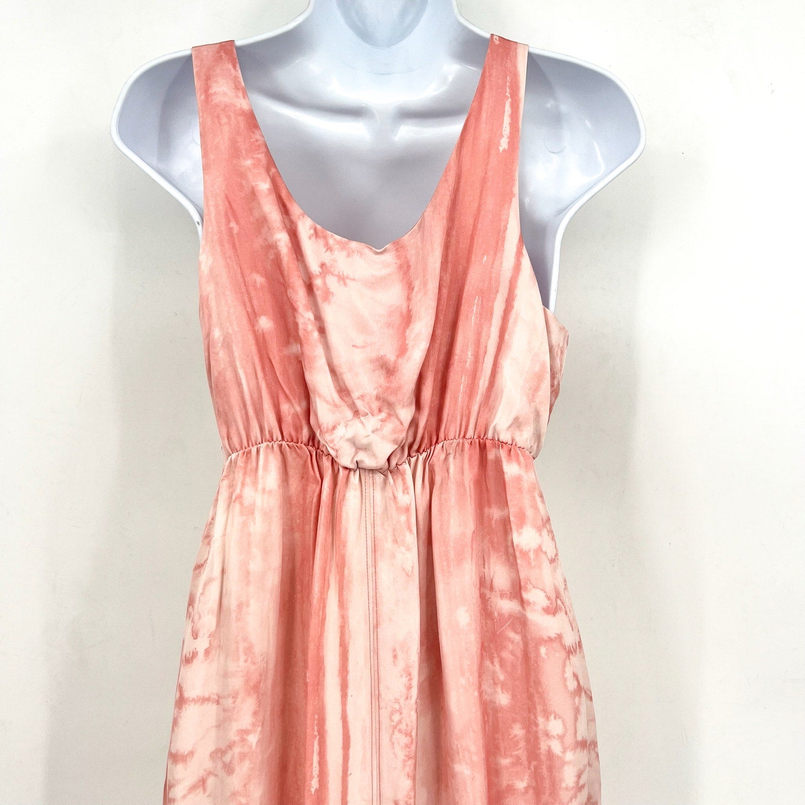 Travis Mathew Women's City To Shore Maxi Dress Small Shell Pink Tie Front NWT