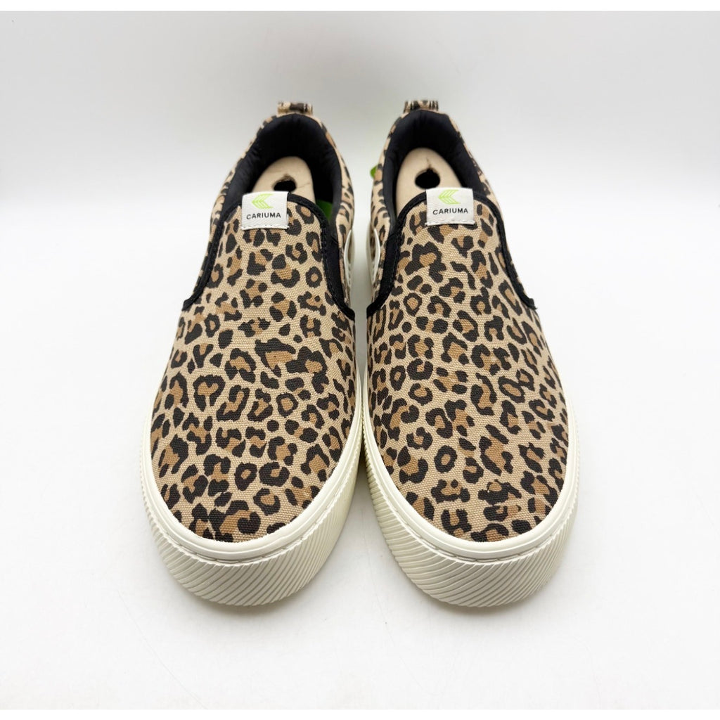 Cariuma Slip-On Canvas Sneakers Mens 10.5 Womens 12 Leopard Tan NIB